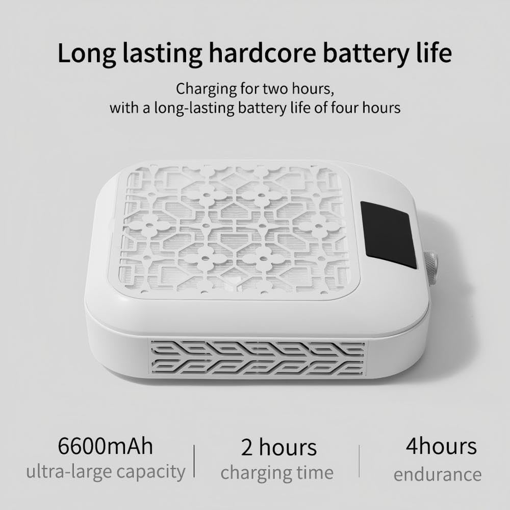 Nail Dust Collector - 2025 New 3-Speed Adjustment, 66W Strong Suction Power & Quiet Low Noise, 6600 Mah Long-Lasting Batteries Vacuum Fan Dust Suction Machine with Reusable Filters