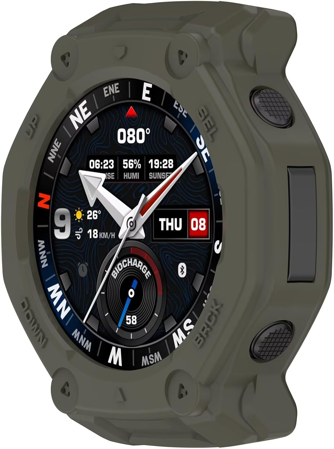 FTRONGRT Case Compatible with Amazfit T-Rex 3 Pro 48 Mm, Soft, Scratch-Resistant, Hollow TPU Protective Case, Jungle Green image number 1