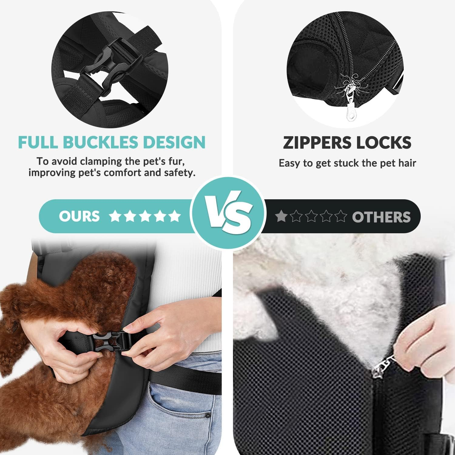 Slowton Dog Carrier Backpack, Adjustable Pet Dog Front Carrier, Legs Out & Easy-Fit & Breathable Dogs Safety Carrier Travel Bag for Puppy Small Medium Dogs for Camping Hiking Cycling image number 1