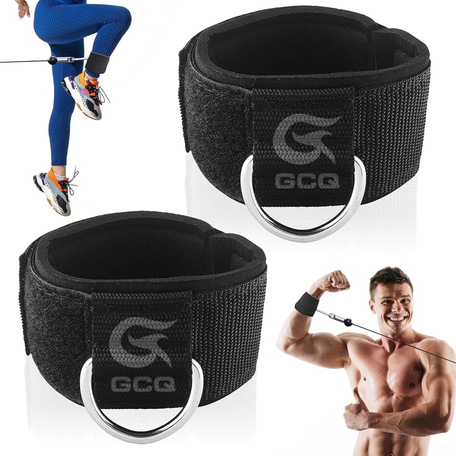 2 Packs Fitness Ankle Straps Ankle Workout Strap Exercise Adjustable Neoprene Padded D Ring Exercises Belt Band for Gym Machines Cable Machines Leg Extensions, Abs and Glute Exercises image number 2