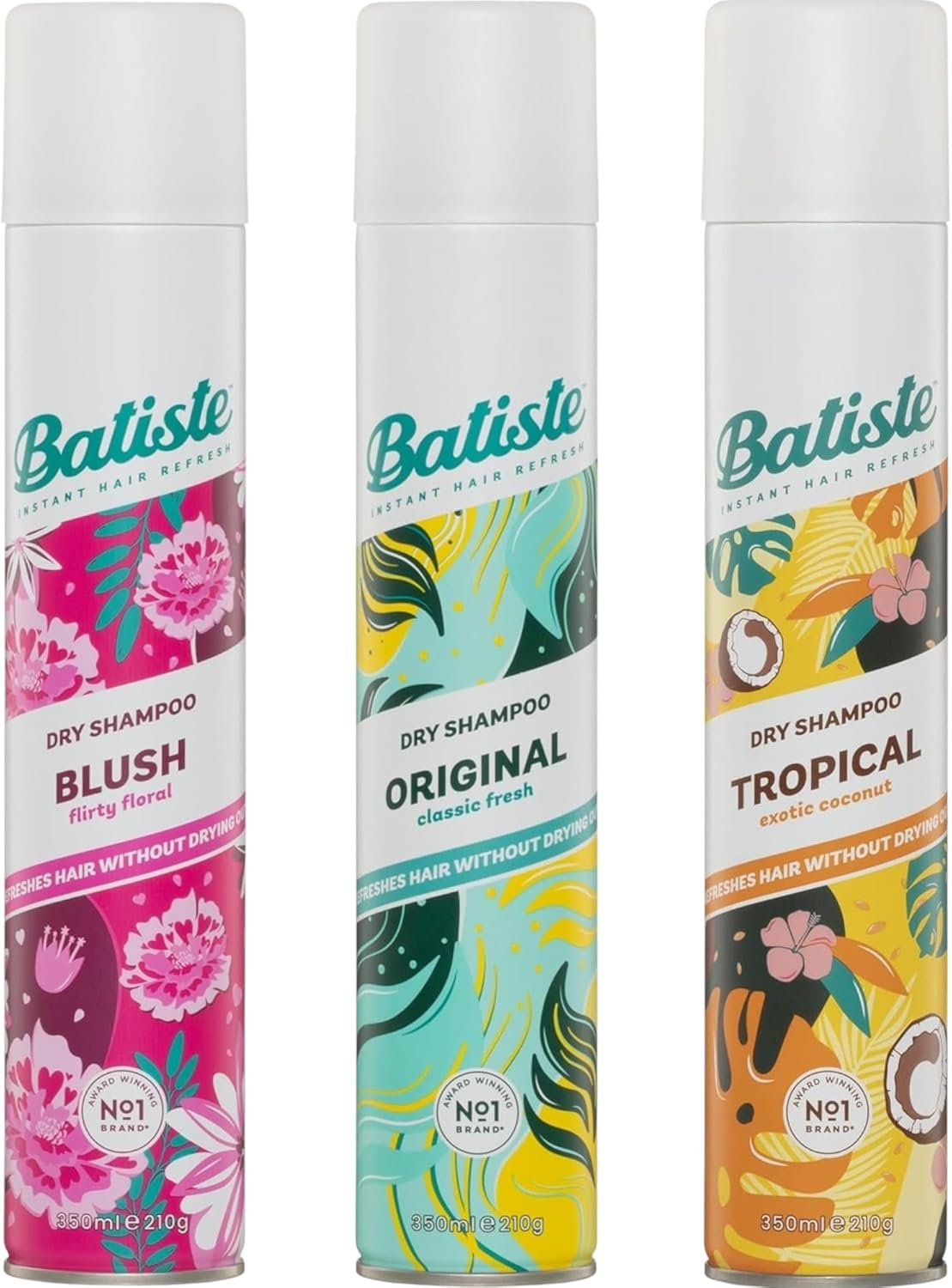 Batiste Dry Shampoo Favourites Bundle - 3X 350Ml in Original, Tropical & Blush, Instantly Refreshes Oily Hair, Adds Volume & Texture, No Residue, Suitable for Straight, Curly and Wavy Locks image number 4