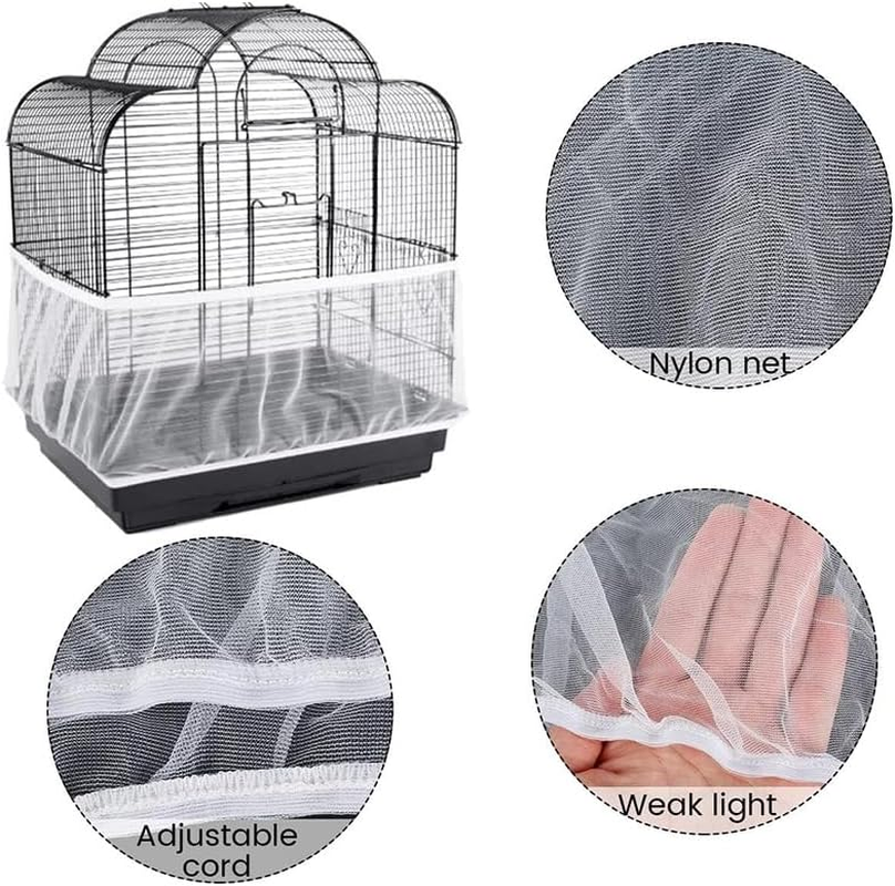 AIMALL Shell Skirt Mesh Cover Pet Bird Cage Guard Nylon Net Seed Catcher S/M/L Black, Stretchable for Various Cage Circumferences image number 6