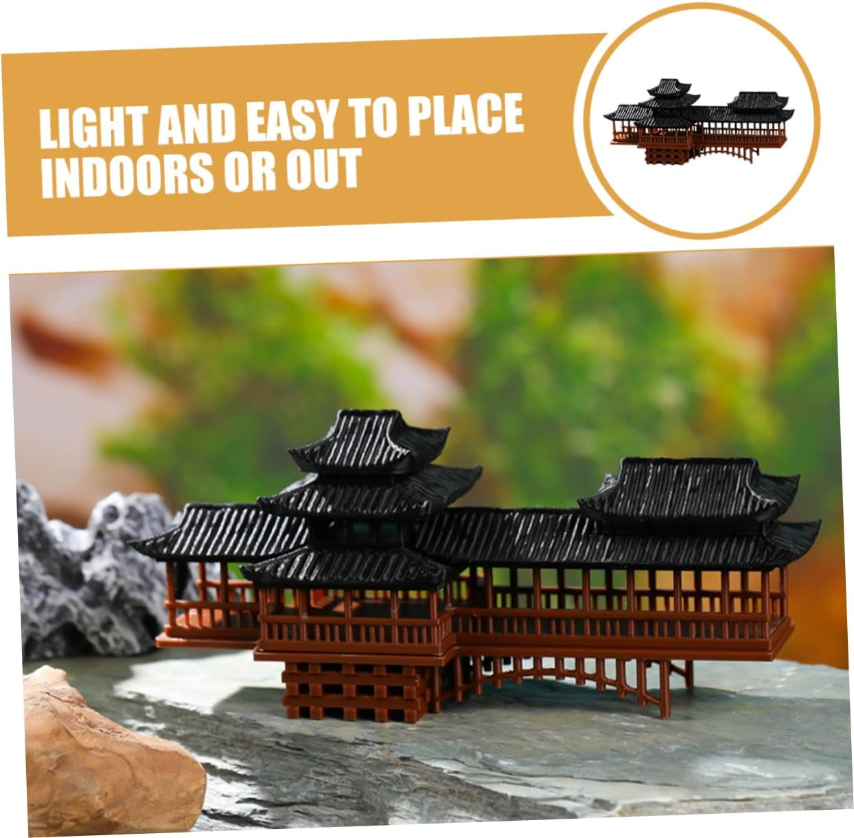 Miniature Landscape Bridge Bonsai Ornament Small Vintage Patio Garden Micro Decor 10X3.7X4.3Cm for Courtyard and Indoor Bonsai Display image number 3