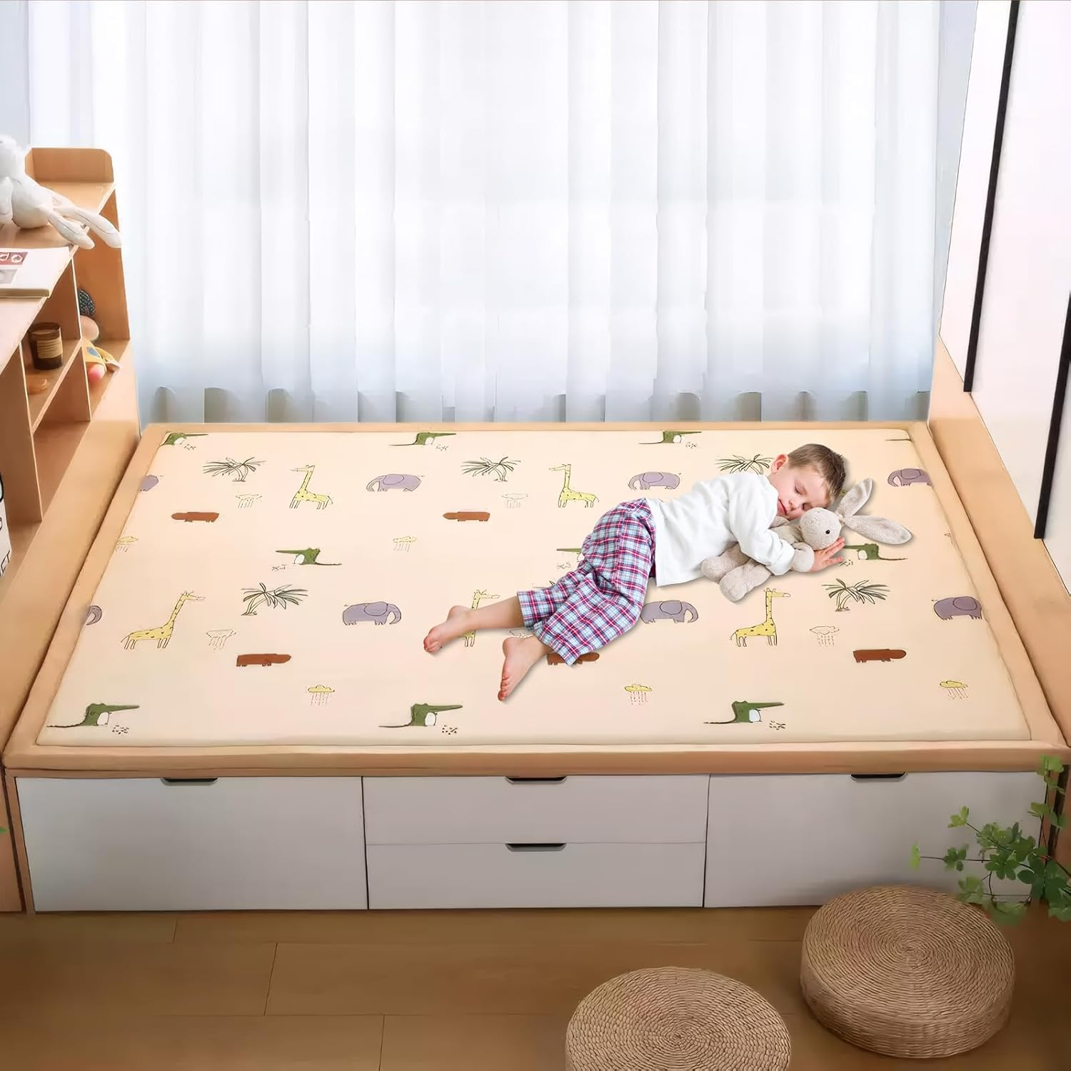 OKUYOSHI Baby Play Mat - 3CM Mellow Muscle Kids Memory Foam Tatami Mat, 150 * 200CM (Animal) - Bear image number 3