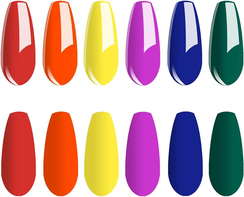 Vishine Gel Nail Polish Set Summer Hot Bright Neon Colors Orange Yellow Red Green Blue Gel Polish Kit Soak off UV LED Nail Gel Vanish Manicure Starter Kit 6 Colors 8Ml image number 2
