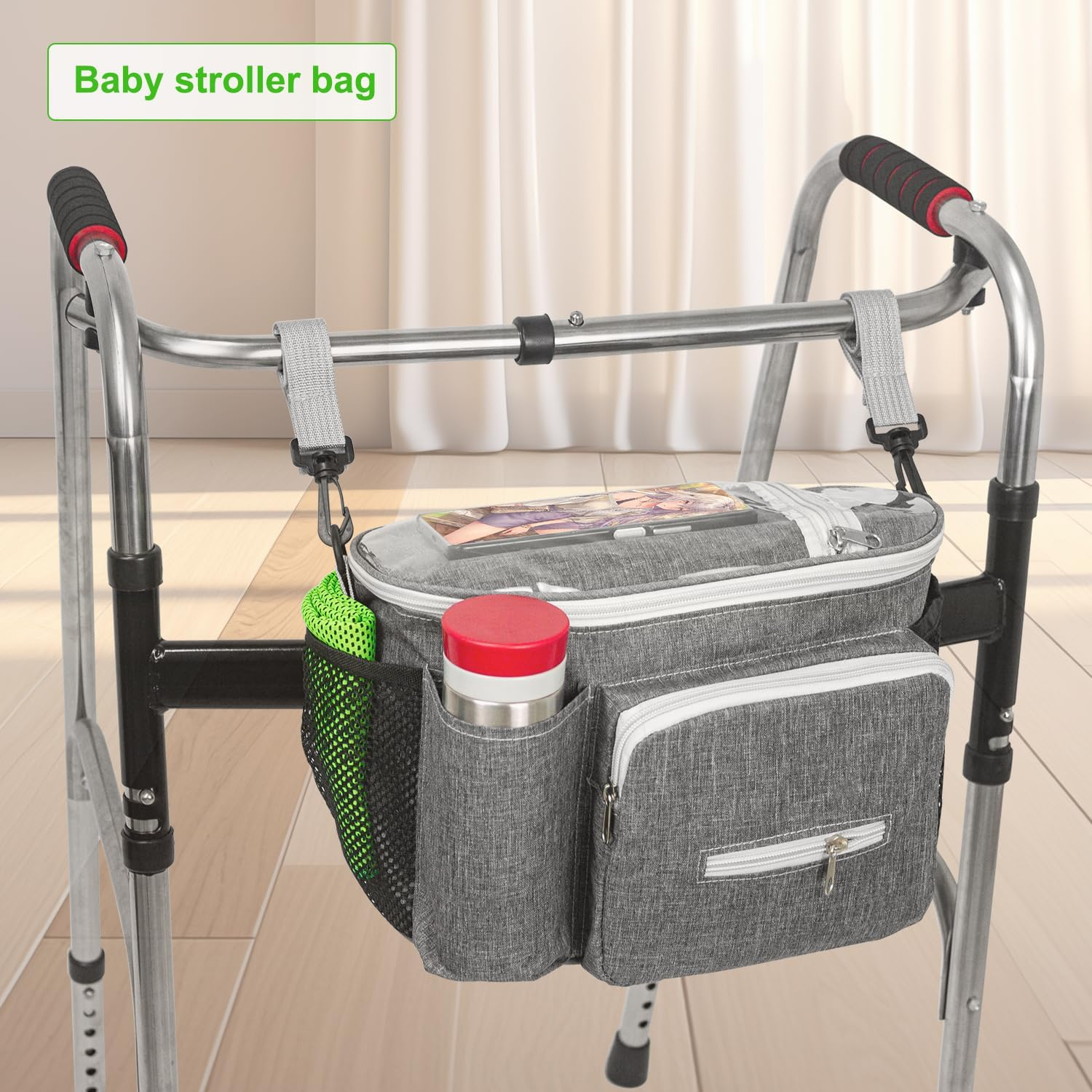 Wheelchair Accessories - Cup Holder Bag & Side Pouch - Black image number 2