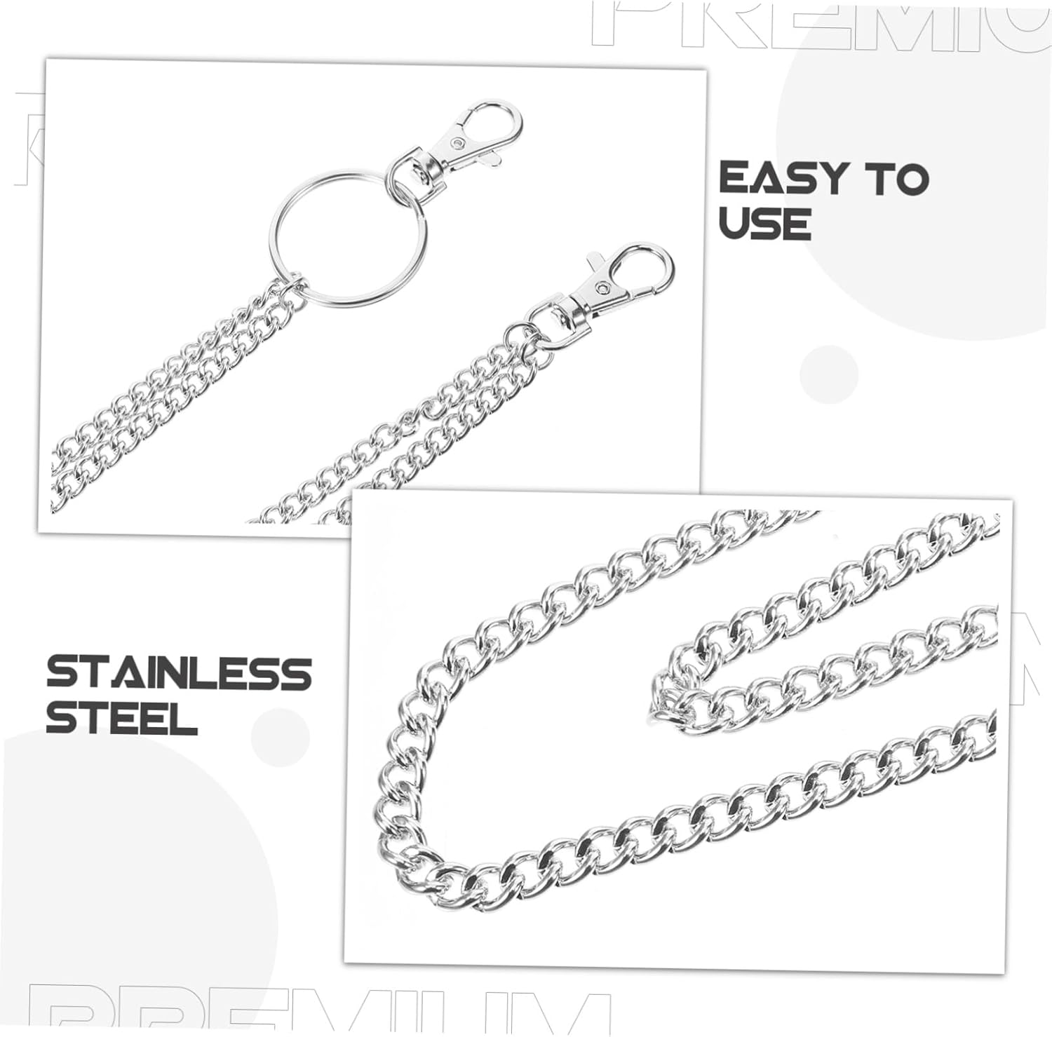 HEALEEP Punk Style Metal Pants Chain for Men Fade-Resistant Waist Decoration Easy Attachment Detachment Accessory for Jeans and Streetwear image number 1