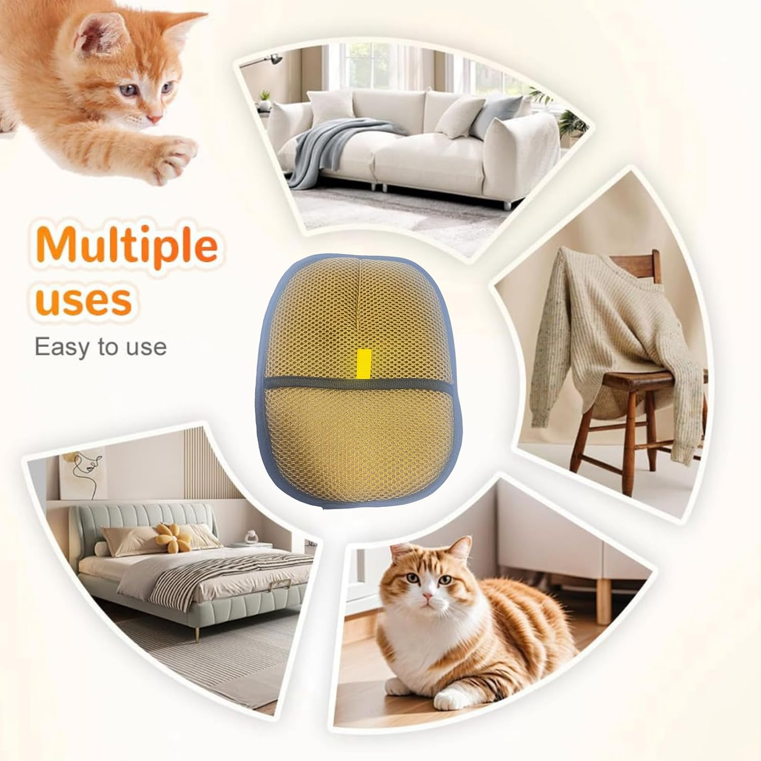 Demistus Double-Sided Anti-Static Pet Hair Removal Glove Brush, Suitable for Dogs, Cats, and Household Cleaning. image number 2