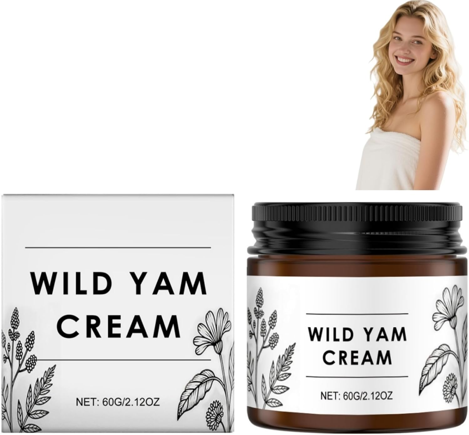 Wild Yam Cream - Deep Hydrating Face and Body Cream, Gentle and Mild,Moisturized, Firming for Most Skin Types, Improve Skin&rsquo;S Smoothness and Elasticity, Easy to Absorb,Long-Lasting (2PCS)
