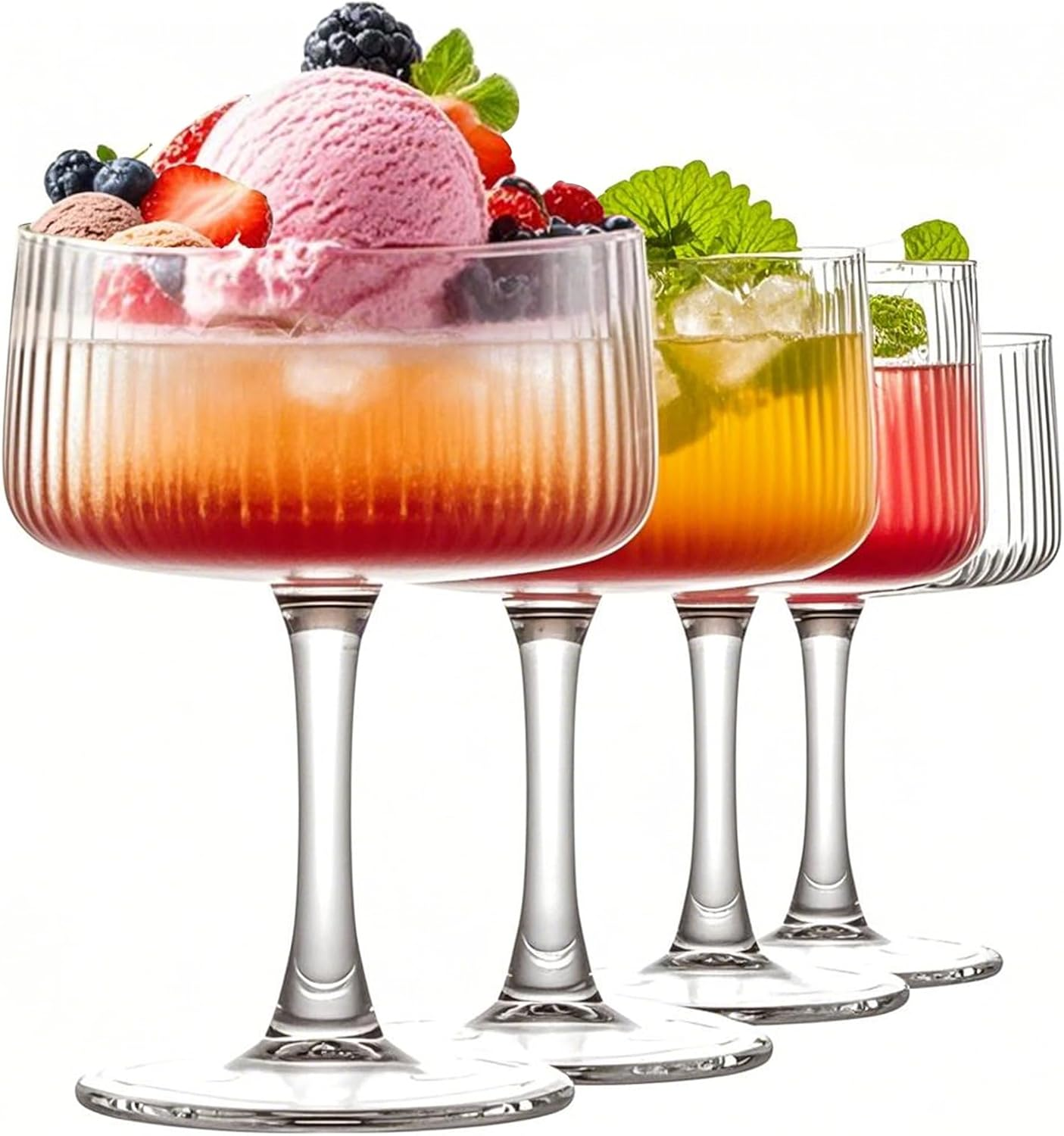 Martini Glasses, Crystal Coupe Glasses 8Oz Cocktail Glasses Set of 4, Large and Fancy Cocktail Glasses, Hand-Blown Champagne Coupe Glasses for Espresso Martini, Manhattan as Bar Glassware or Home Bar image number 3