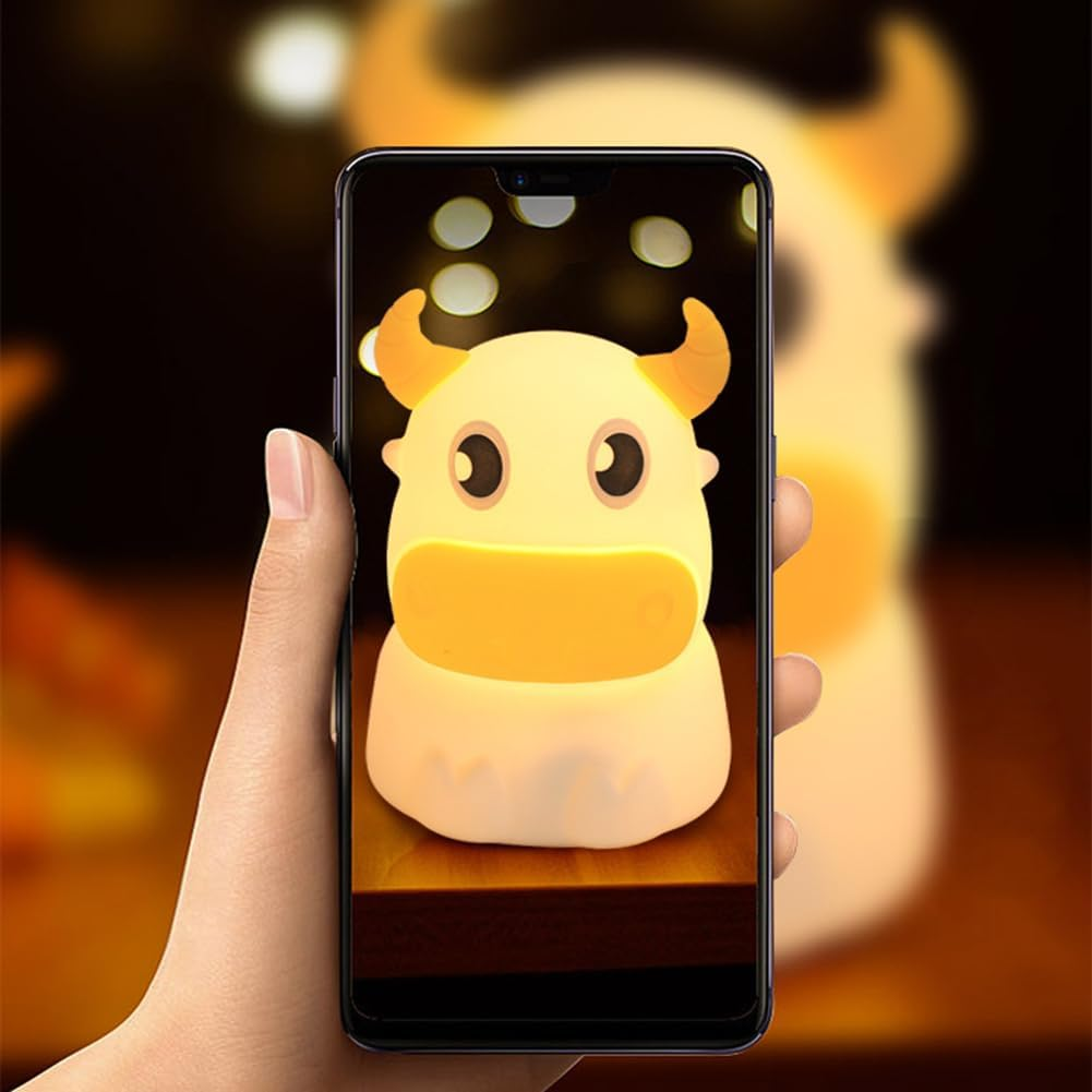 LED Silicone Night Light Rechargeable Patting Lamp Cartoon Touch Light (Cow) image number 4