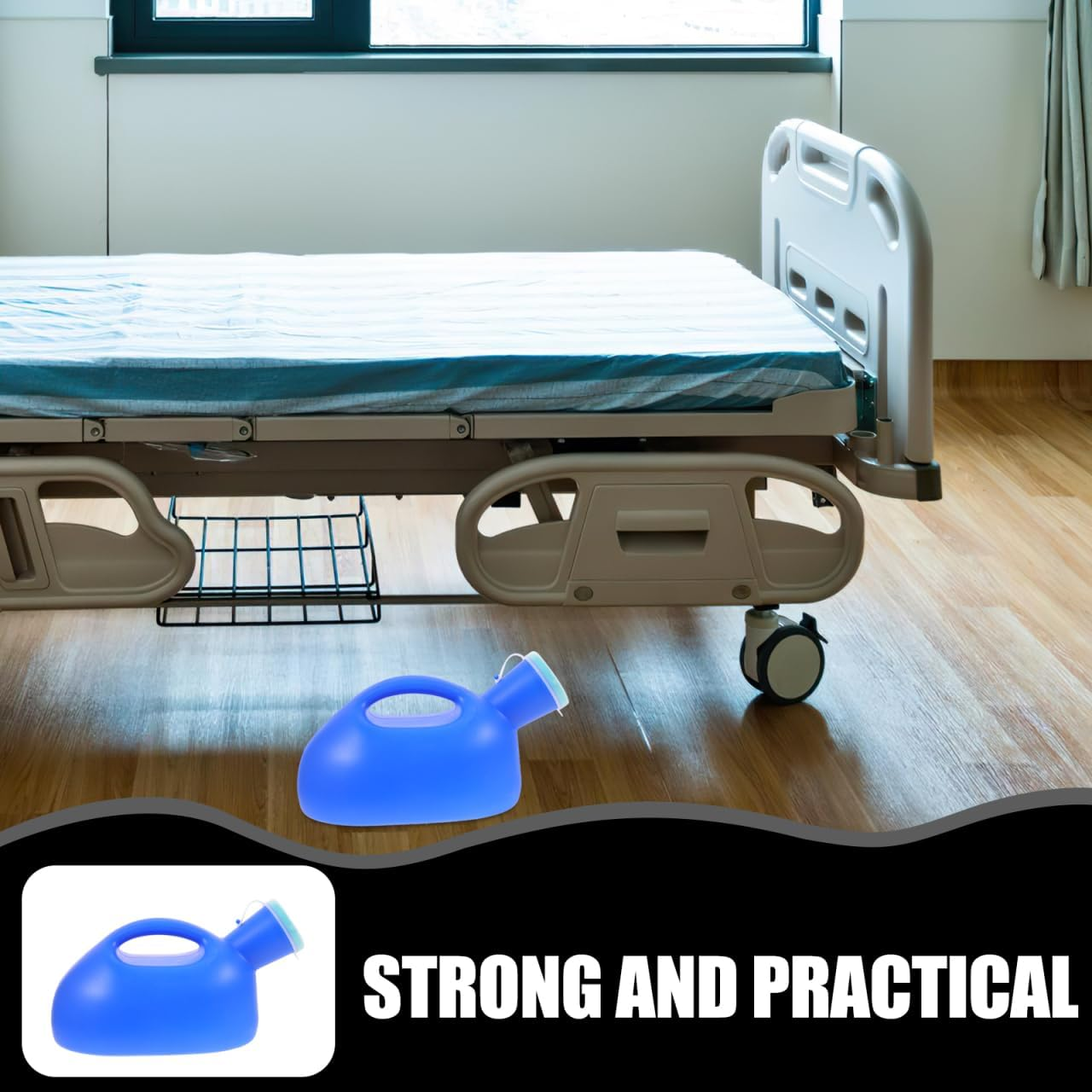 Car Portable Urinal Bottle with Lid Male Urinal Portable Spill Proof Urine Pot for Elderly Children Night Use Blue Plastic 9.4 Inch image number 5