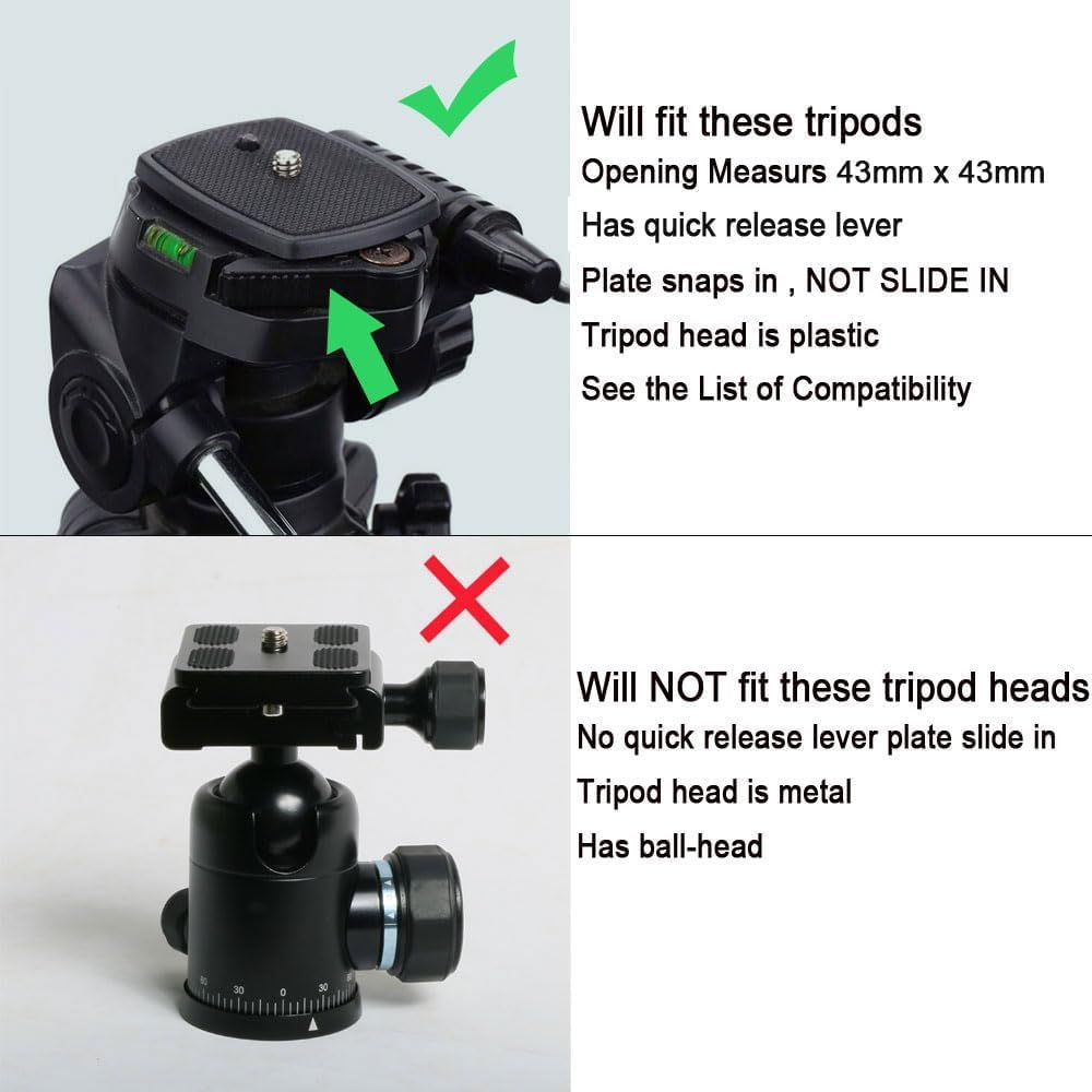MJIYSGS 2Pcs Tripod Camera Mounts, Plastic Quick Release Plate, Pack of 2 Camera Clamps, Cam Clip Adapter Replacement