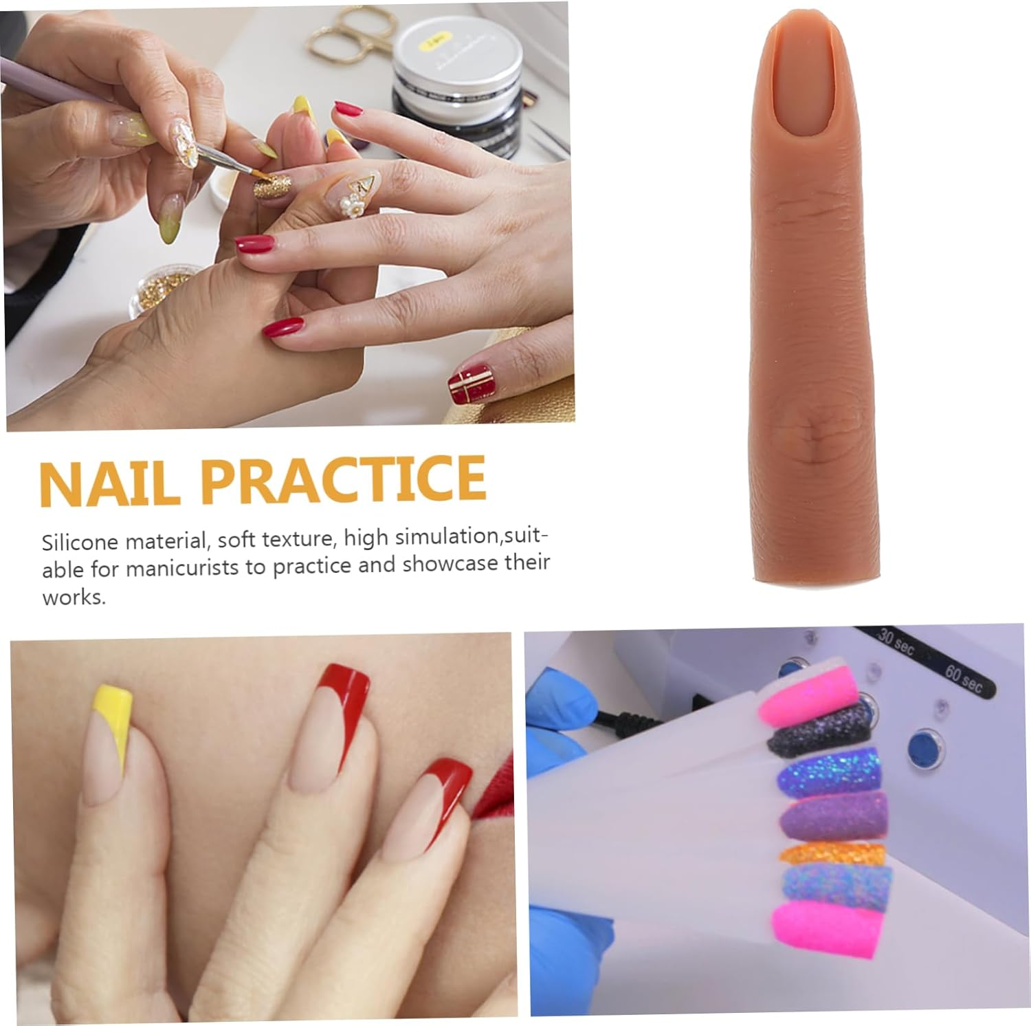 NIYANGLE Flexible Silicone Nail Practice Finger for Acrylic Nails Bendable Reusable Manicure Training Tool for Beginners and Professionals Realistic Feel Easy to Trim Multi-Purpose Use image number 6