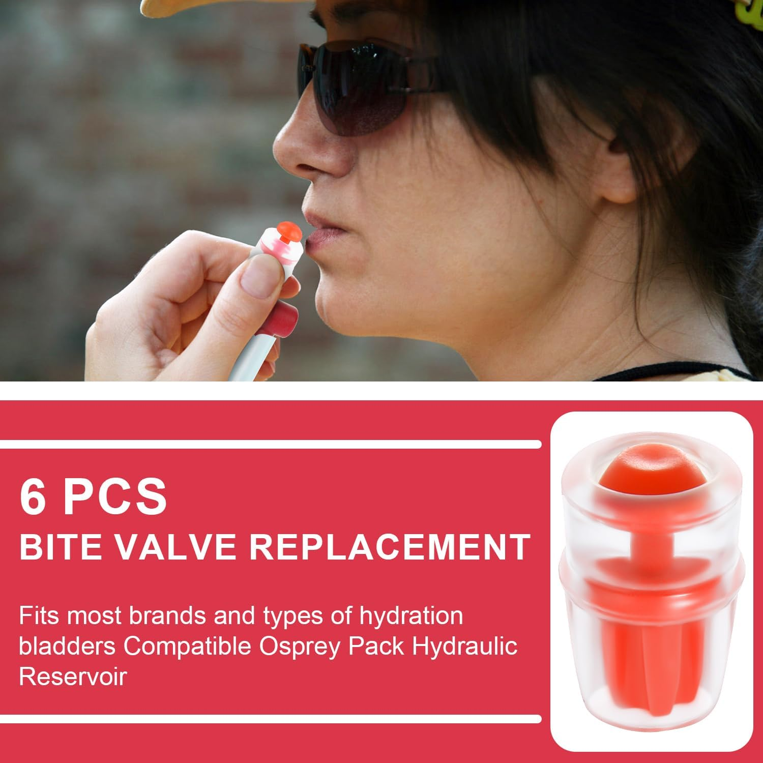 PEUTIER 6Pcs Bite Valve Replacement Sheath for Osprey, Silicone Hydration Pack Bite Valve Replacement Nozzle Mouthpiece for Hydration Pack System image number 4
