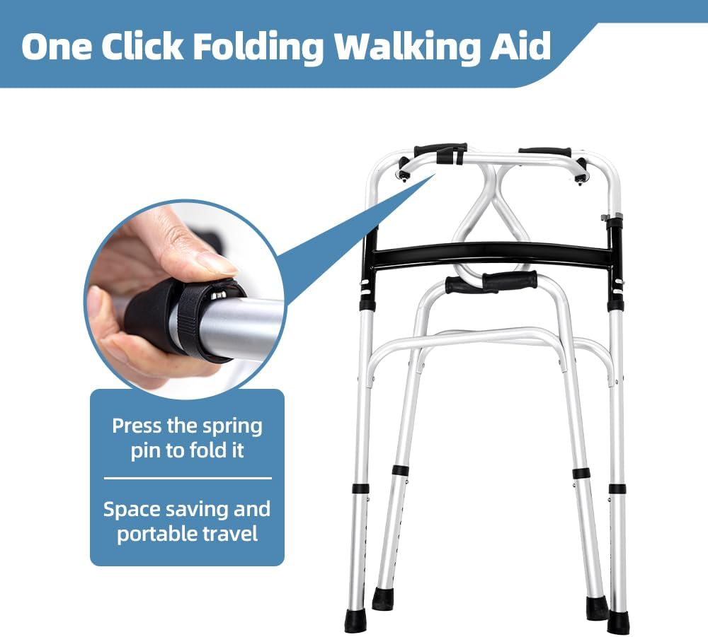 Folding Walker with Seat and Storage Bag,Adjustable Height, 2-In-1 Fixed，Cross Walk Modes, Portable Aluminum Alloy,Walkers for Seniors, Disabled, Mobility-Impaired Users image number 1