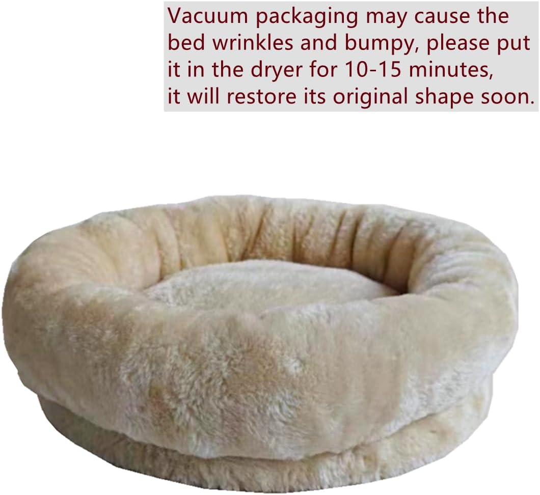 SHENGOCASE Cat Tree Tower Accessories Replacement Parts round Top Cushion Bed Cover for Cat Perch with Elastic Band (17.7", Beige) image number 5