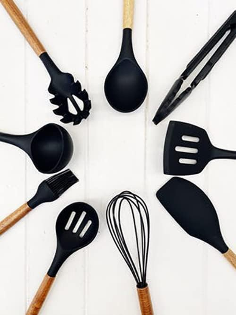 St Clare Silicone Wire Whisk with Acacia Handle, Black image number 5