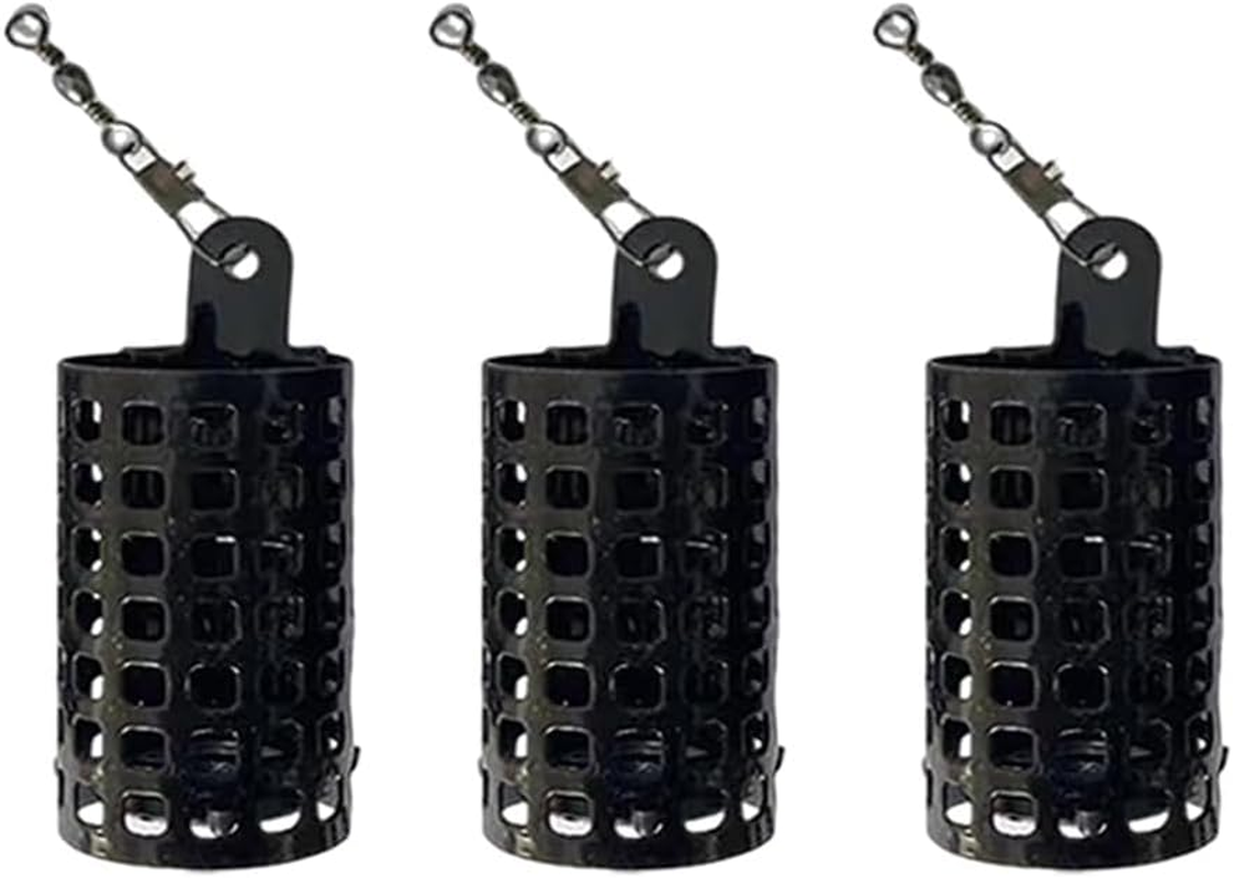 AIMALL 3-Piece Stainless Steel Fishing Bait Cage, Durable round and Square Feeder Set with Snap Fasteners, Ideal for Carp and Freshwater Fishing image number 3