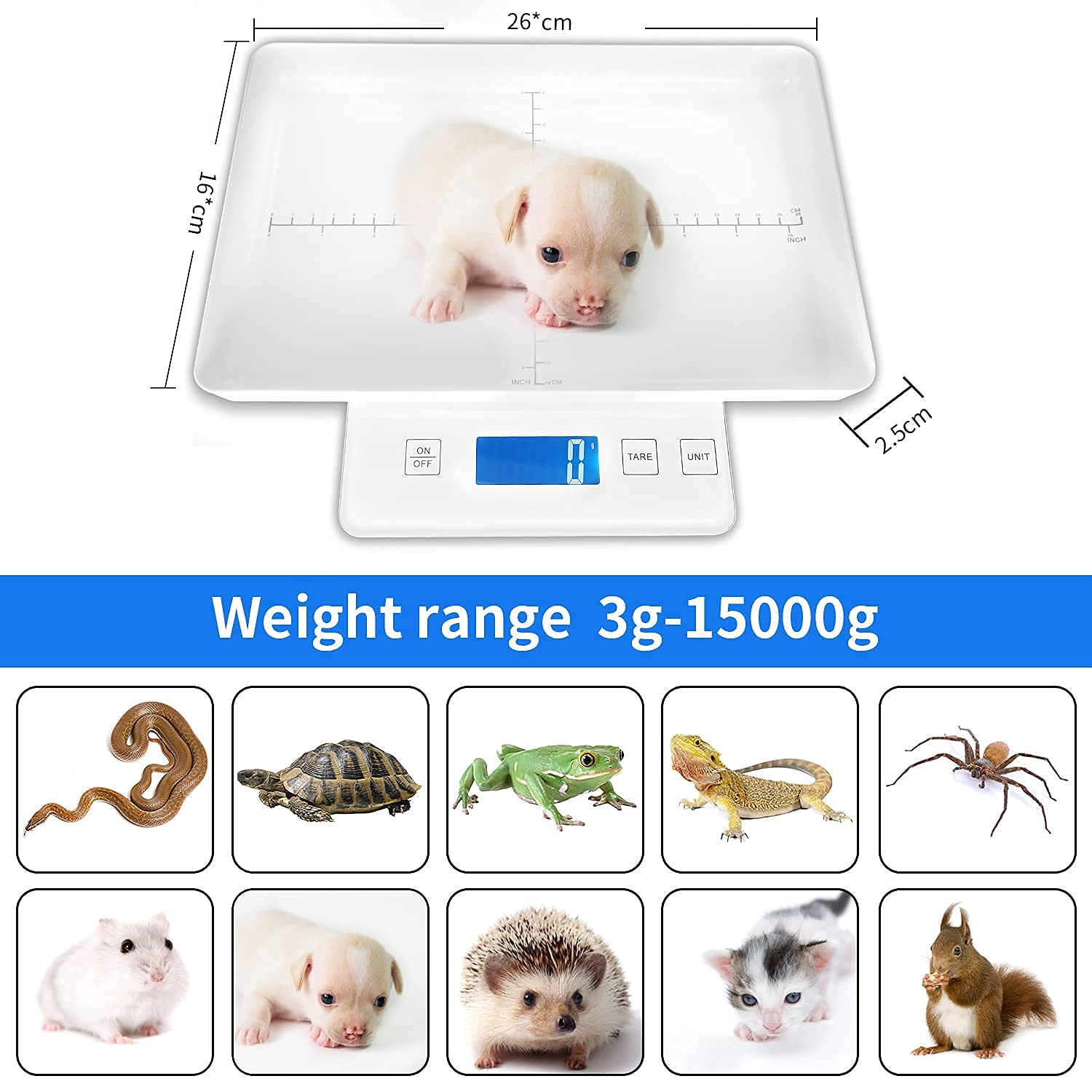 MINDPET-MED Digital Pet Scale for Small Animal, Whelping Scale,Mini Precision Gram Weight Balance Scale, High Precision 1G, Suitable for Newborn Pets