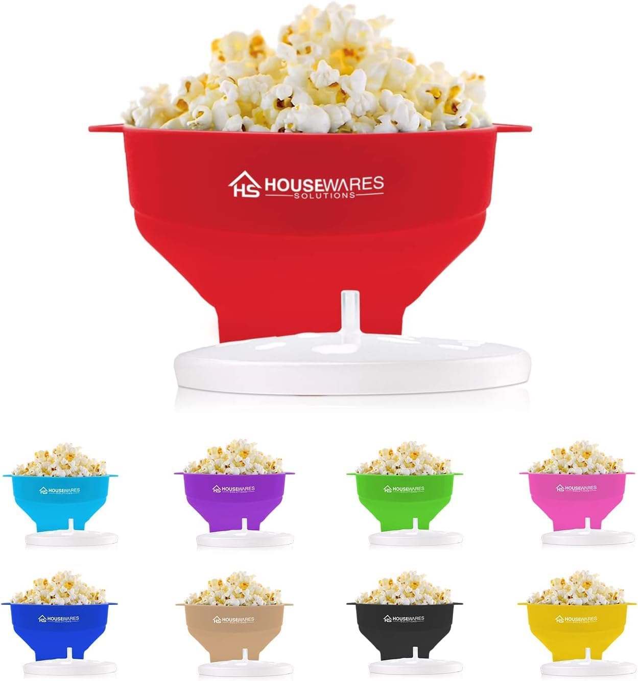 Collapsible Silicone Microwave Hot Air Popcorn Popper Bowl with Lid and Handles - Aqua image number 3