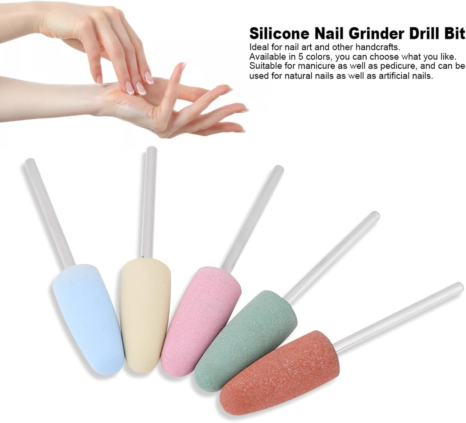 WAONIQ 5Pcs Nail Drill Bit Silicone Nail Polisher Grinder Drill Bit for Manicure Machine Tools Smoothing Drill Nail Art Machine image number 6