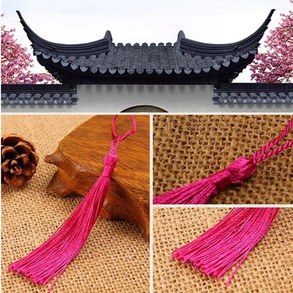 Betterjonny 100 Pieces Mini Gold Silky Tassels - Handmade Bookmarks for DIY Craft Supplies and Home Decor - Black image number 4