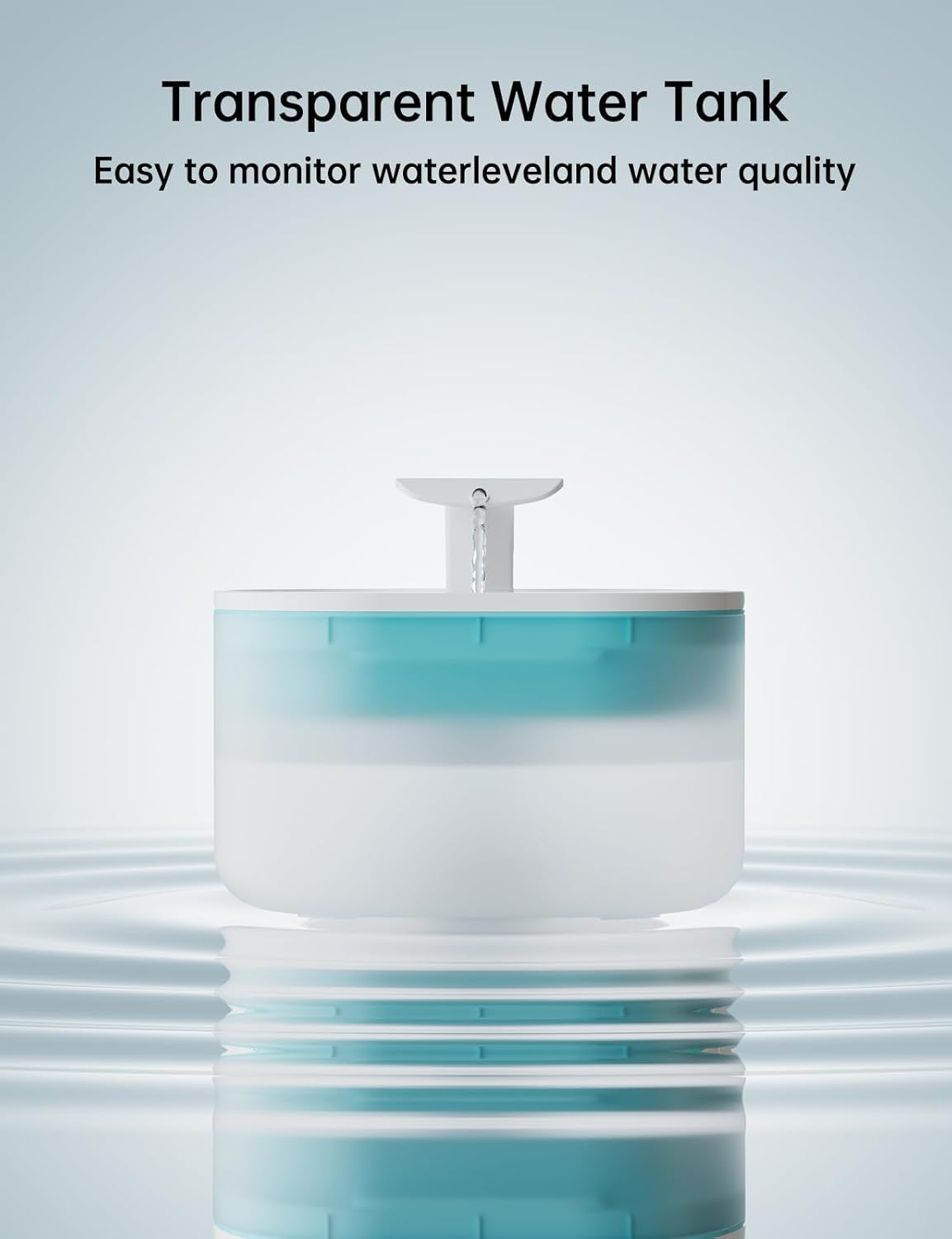 Cat Water Fountain Ultra Quiet with Two Flow Modes, Large-Size Filter Capsule Pet Water Fountain, 2.5L Visible Water Level Dog Water Dispenser for Cats & Dogs image number 4