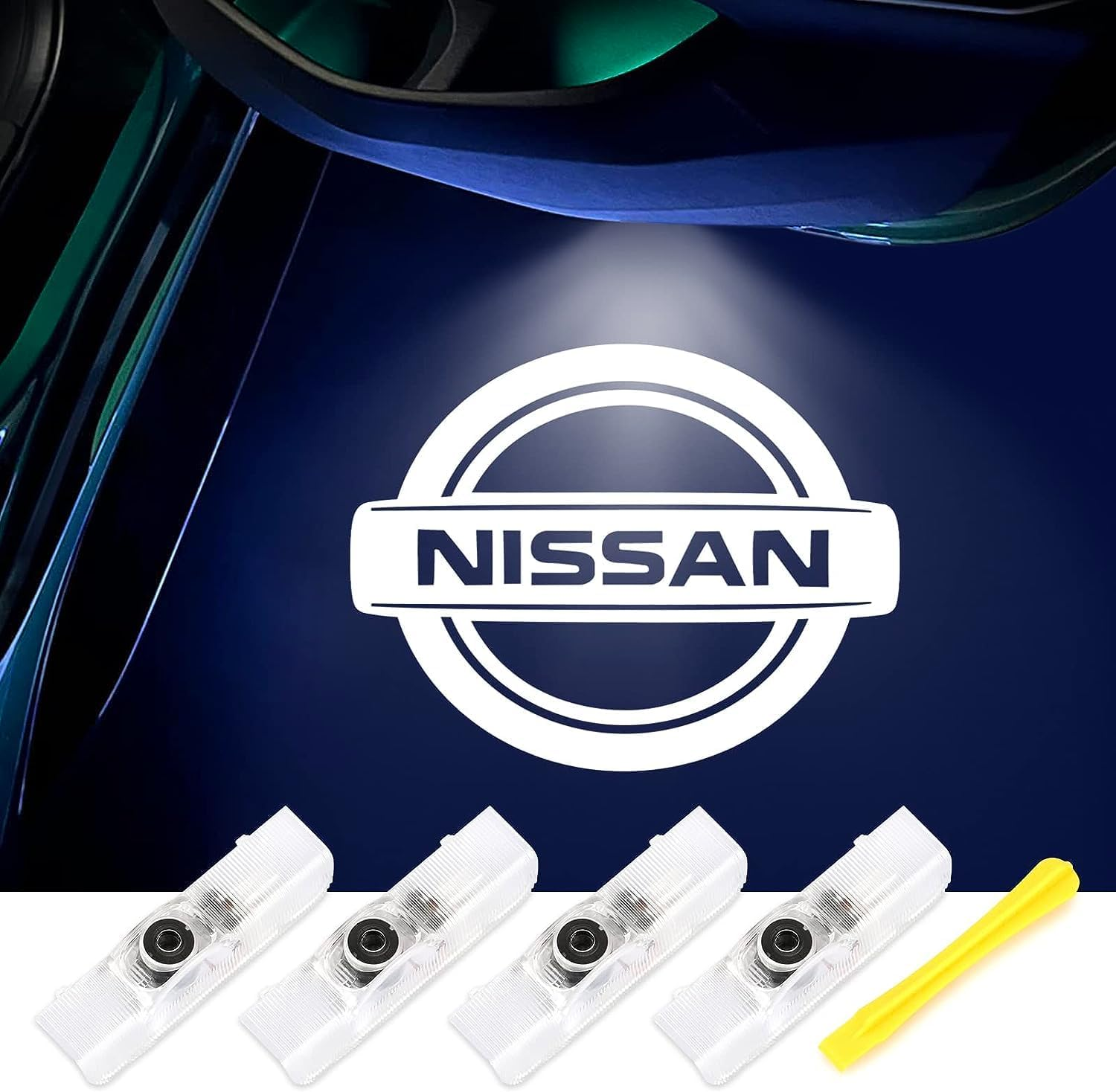 No Fade Verkoy Door Light Logo Compatible with Nissan - Welcome Lights Accessories for Terra/Altima/Maxima/Armada/Titan/Quest/Pathfinder Series-4Pcs
