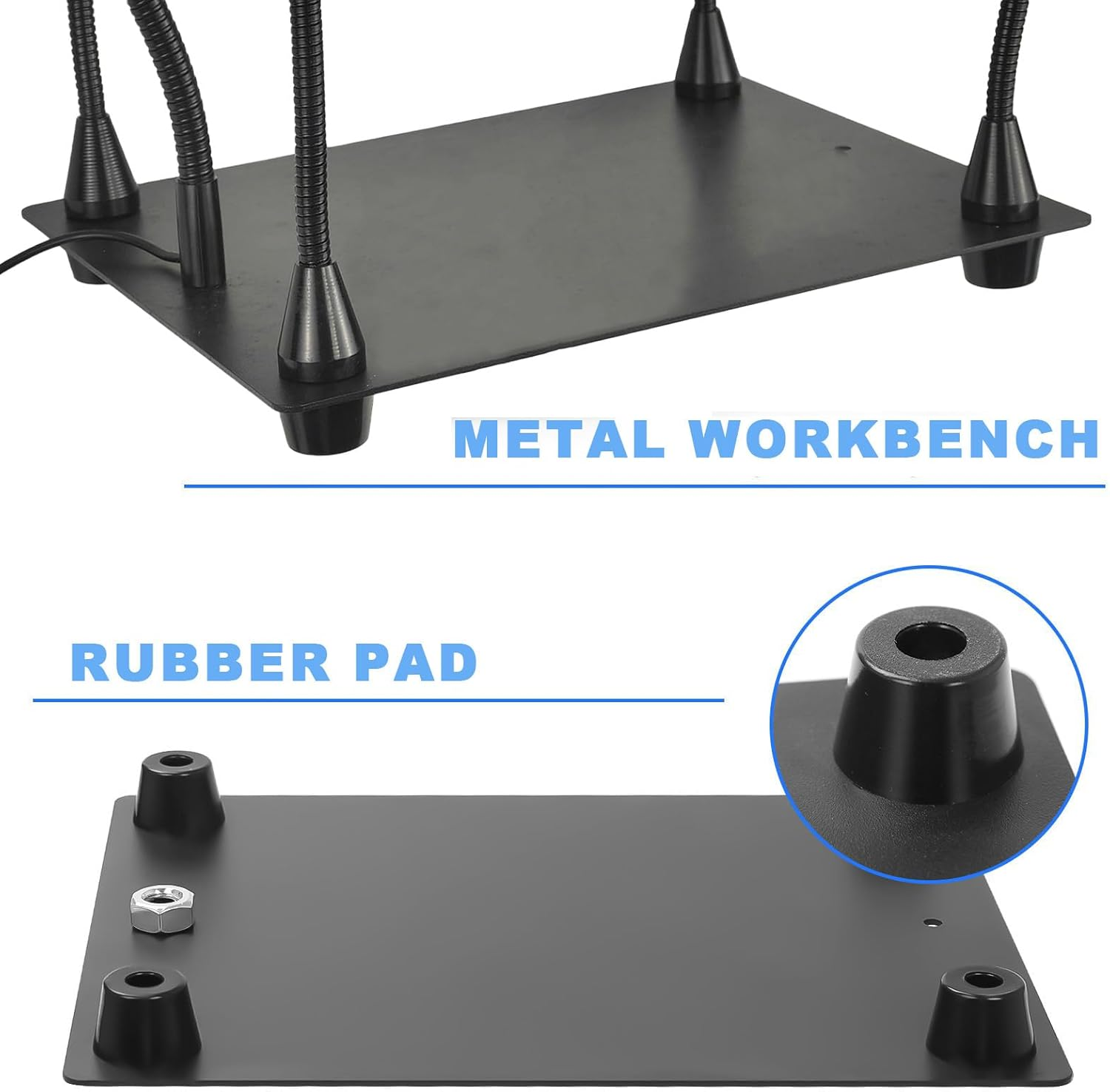 Helpiing Hands with Magnetic Holder Soldering Station with 5X Magnifying Glass with LED Light, PCB Holder 4 Flexible Arms,Workbench for Repair Soldering of Electronics Parts image number 4