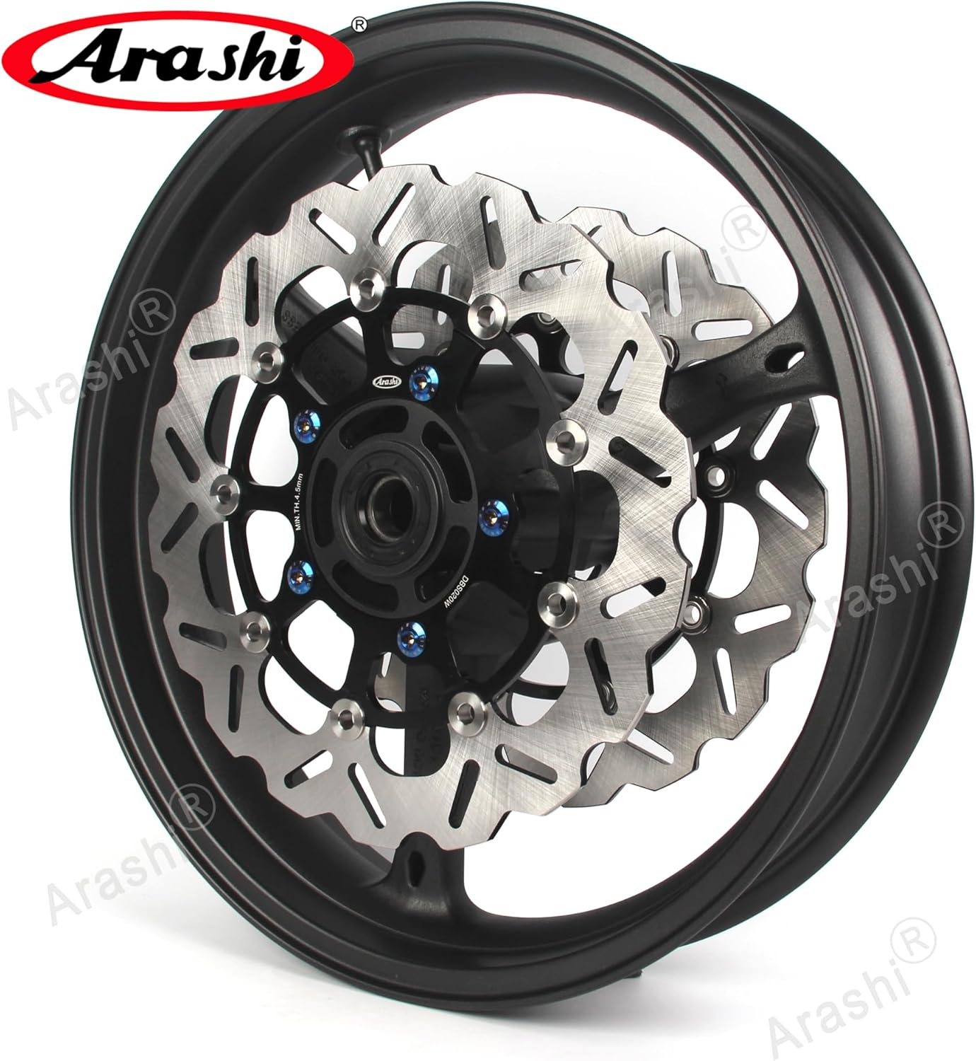 Arashi Front Wheel Rim and Brake Discs Rotors for Suzuki GSXR 600 750 2006-2007, GSXR 1000 2005-2008, Motorcycle Replacement Accessories Parts Matte Black image number 5