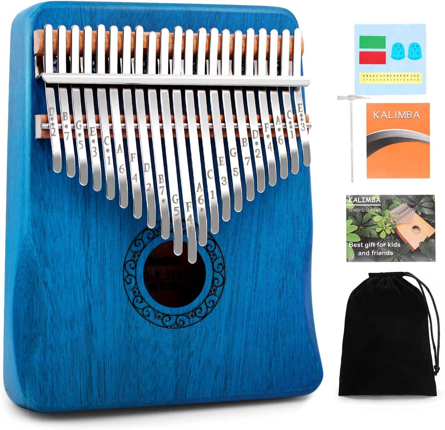 Kalimba Thumb Piano,Yundie Potable 17 Keys Mbira Finger Piano with Tune Hammer and Study Instruction,Musical Instruments Gift for Adult Beginners Professional (Brown, 21Keys)