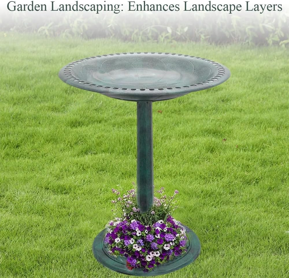 Outdoor Garden Birdbath, Vintage Freestanding Bird Bath, Bird Bath Feeder, Suitable for Outdoor Use on Patios, Yards, Lawns, Gardens, Patio Decorations, and Birdwatchers(Green) image number 1