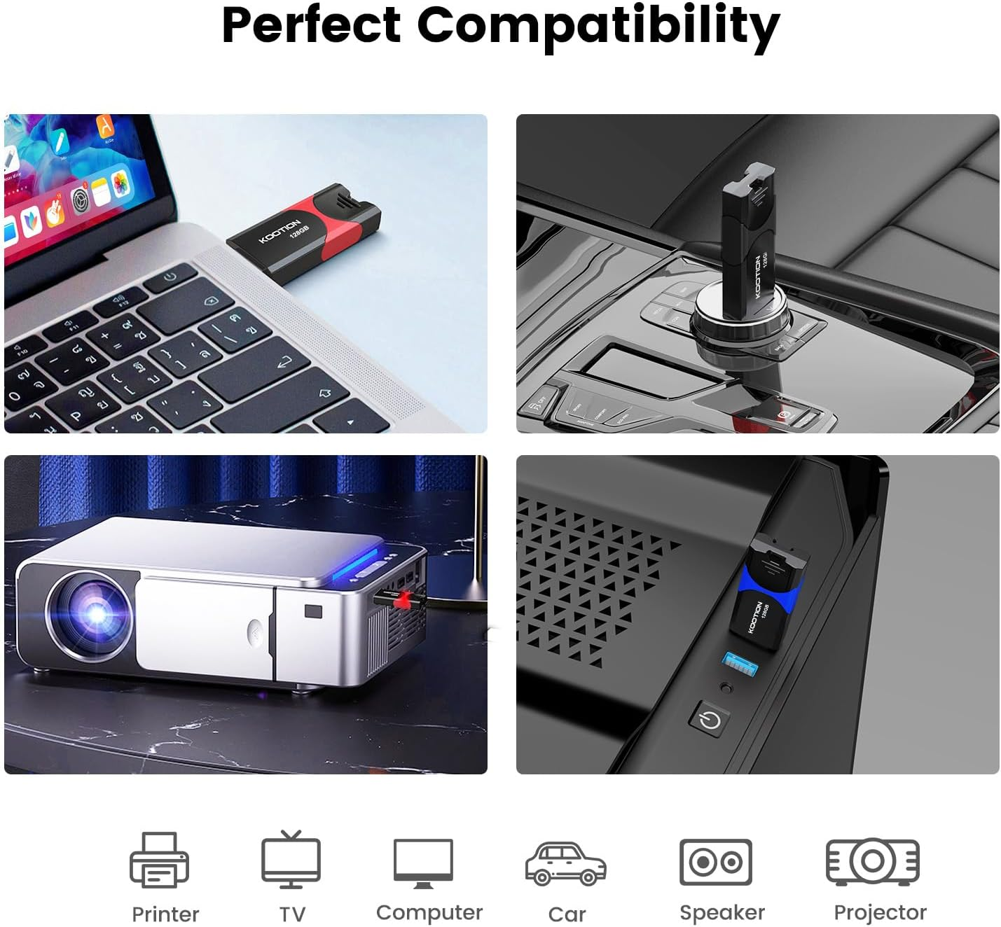 KOOTION 128 GB USB Stick USB 3.0 Flash Drive Thumb Drive Retractable 128G Data Stick USB Flash Drive Ultra High Speed Memory Stick with LED Display for Data Storage Flash Stick image number 5