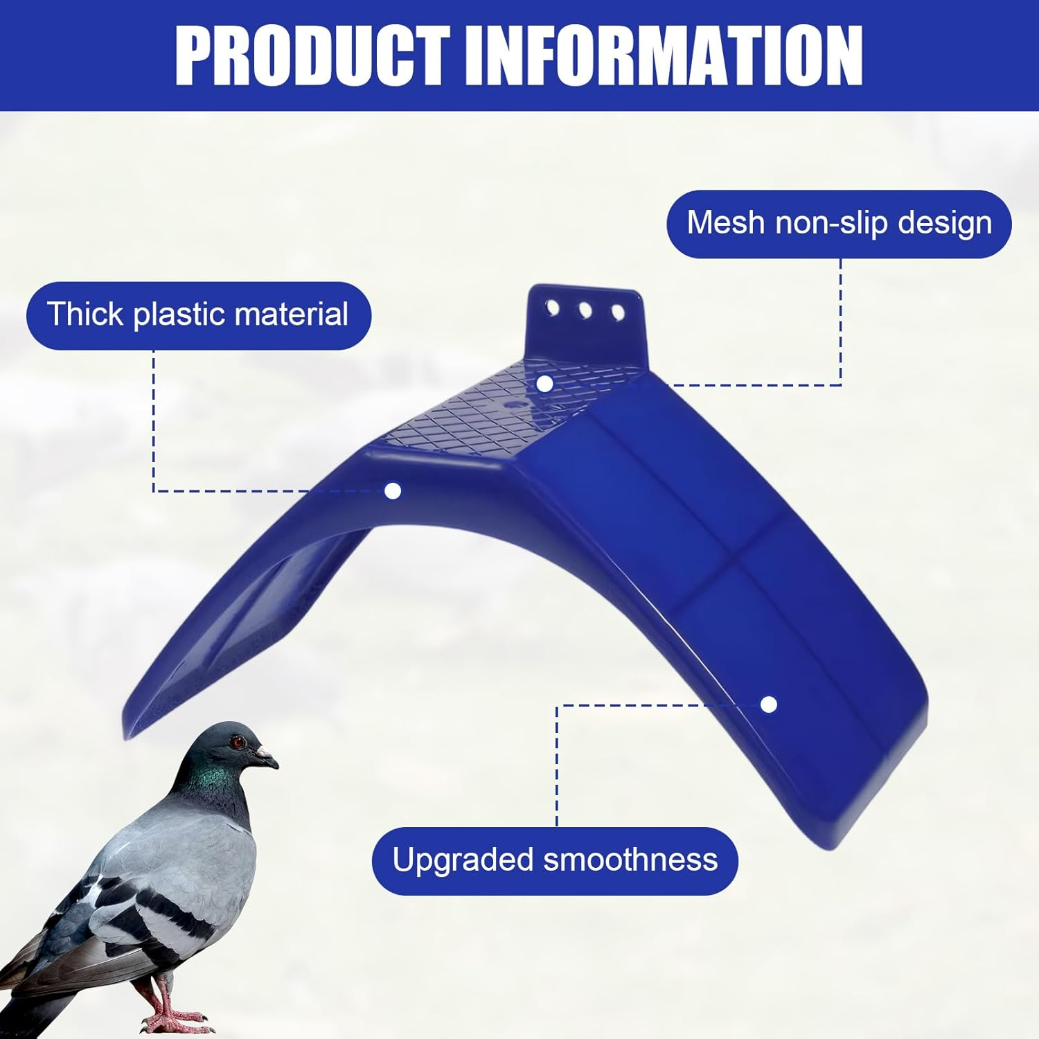 Set of 4 Pigeon Trays, Plastic Bird Pigeon Stands, Dove Seating Board, Seat Board for Pigeons, Parrots and Other Birds, Roost Bird Supplies Accessories, 20 X 10 X 12 Cm, Blue image number 4