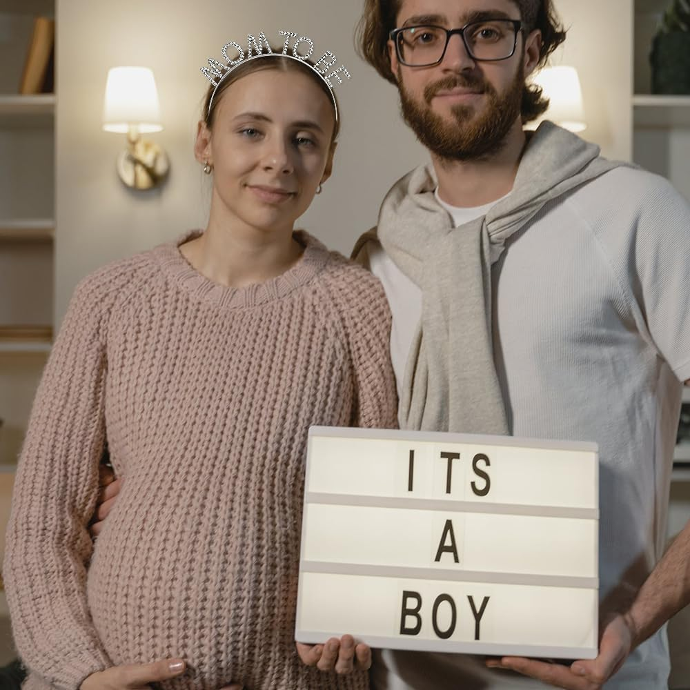 Mama to Be Headbands Baby Shower Tiara Crown Headband Silver First Time Mom Gifts for Pregnant Women New Mom Gift Pregnancy Announcement Gender Reveal Hairband Hair Accessories