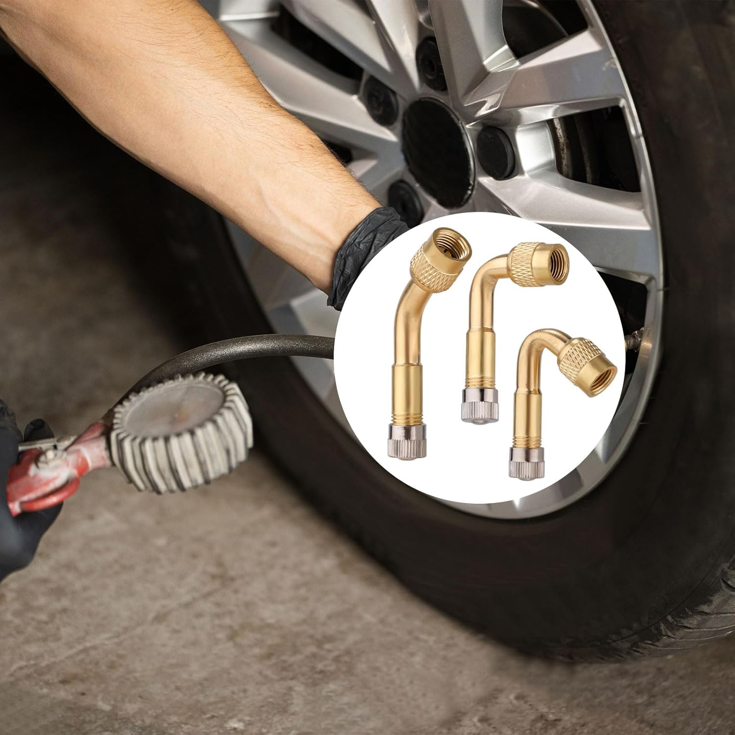 6Pcs Tire Valve Extensions, 45 90 135 Degree Valve Stem Adapter Tire Valve Extender Valve Stem Extenders Tyre Valve Extension Adaptor for Cars Bicycles Motorcycles Rvs image number 2