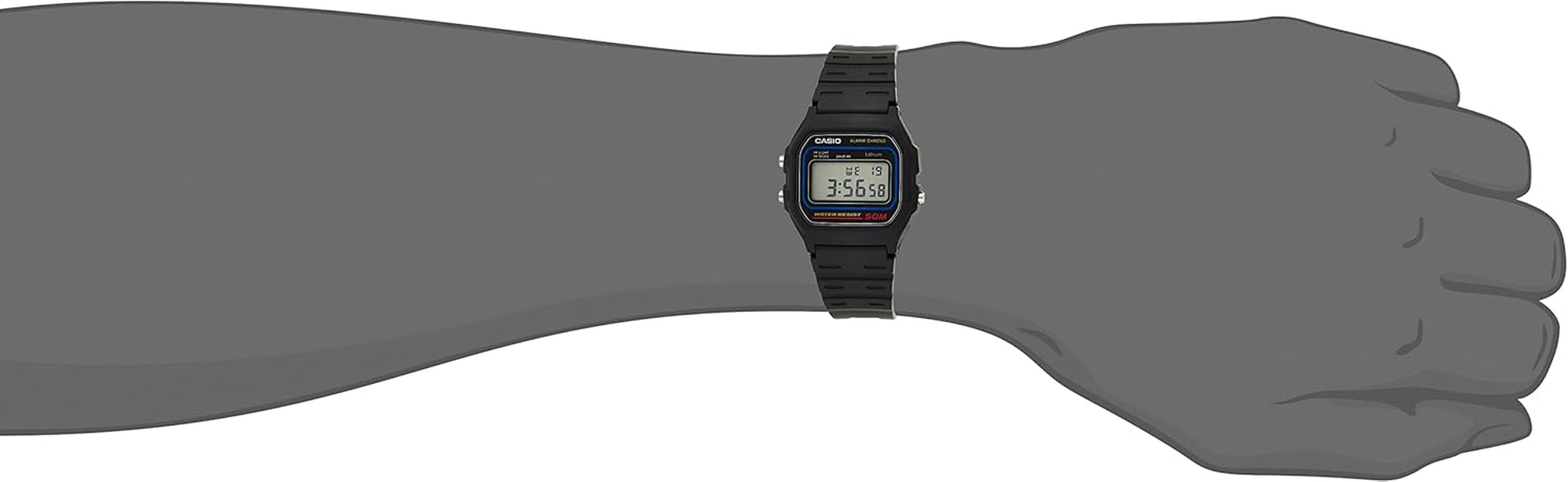 CASIO Unisex W59-1 Classic Digital Watch, Black/Grey Dial, Black Band