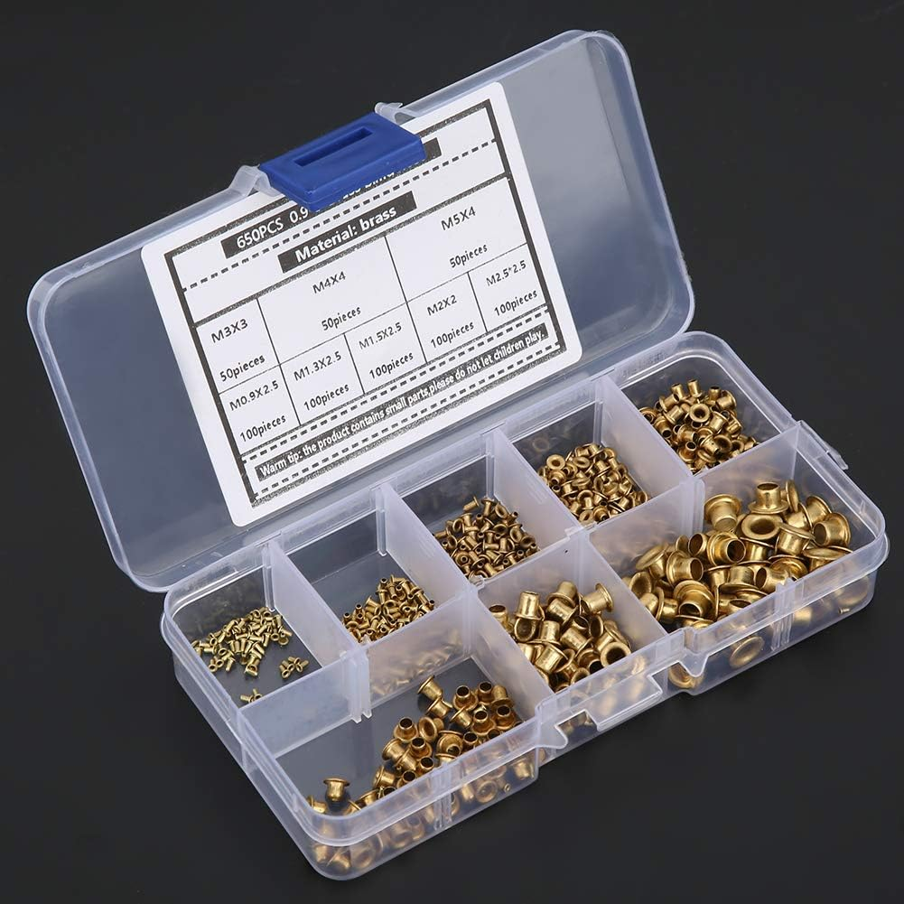 Brass Eyelets Rivets Kit, Lightweight and Durable, for Shoes Hats Shirts Belts Backpacks, Easy to Carry and Organize Hollow Metal Buttonhole Classification Hardware Accessories image number 1