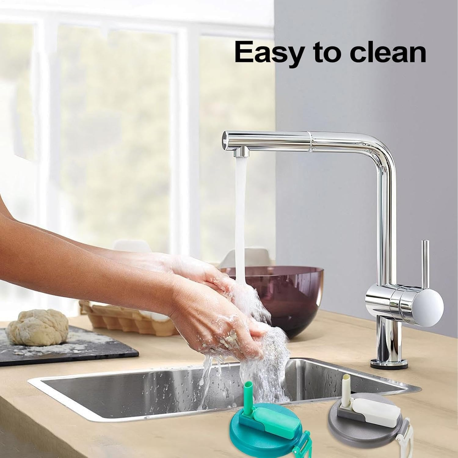 WADY 2-Pack 2 Color Soda Can Lids, Soda Can Covers, Can Lids with Straw, Silicone Straws Soda Can Covers, for Fits Standard for Canned Beverage, Beer, Juice, Seltzer (Blue+Gray)