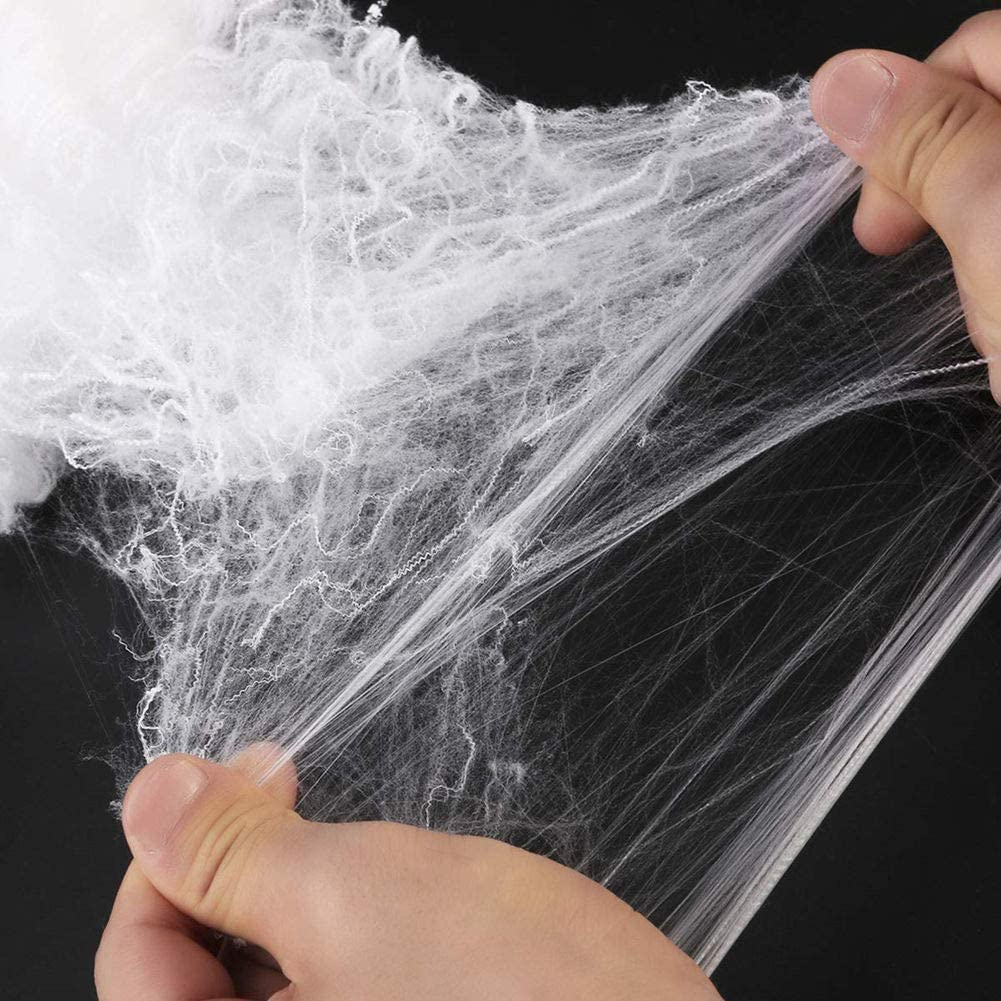 CHICIEVE Halloween Spider Webs Stretchable Spider Webs Halloween Decorations Spider Webs,Enough to Cover 1000 Square Feet (300G Spider Web) image number 4