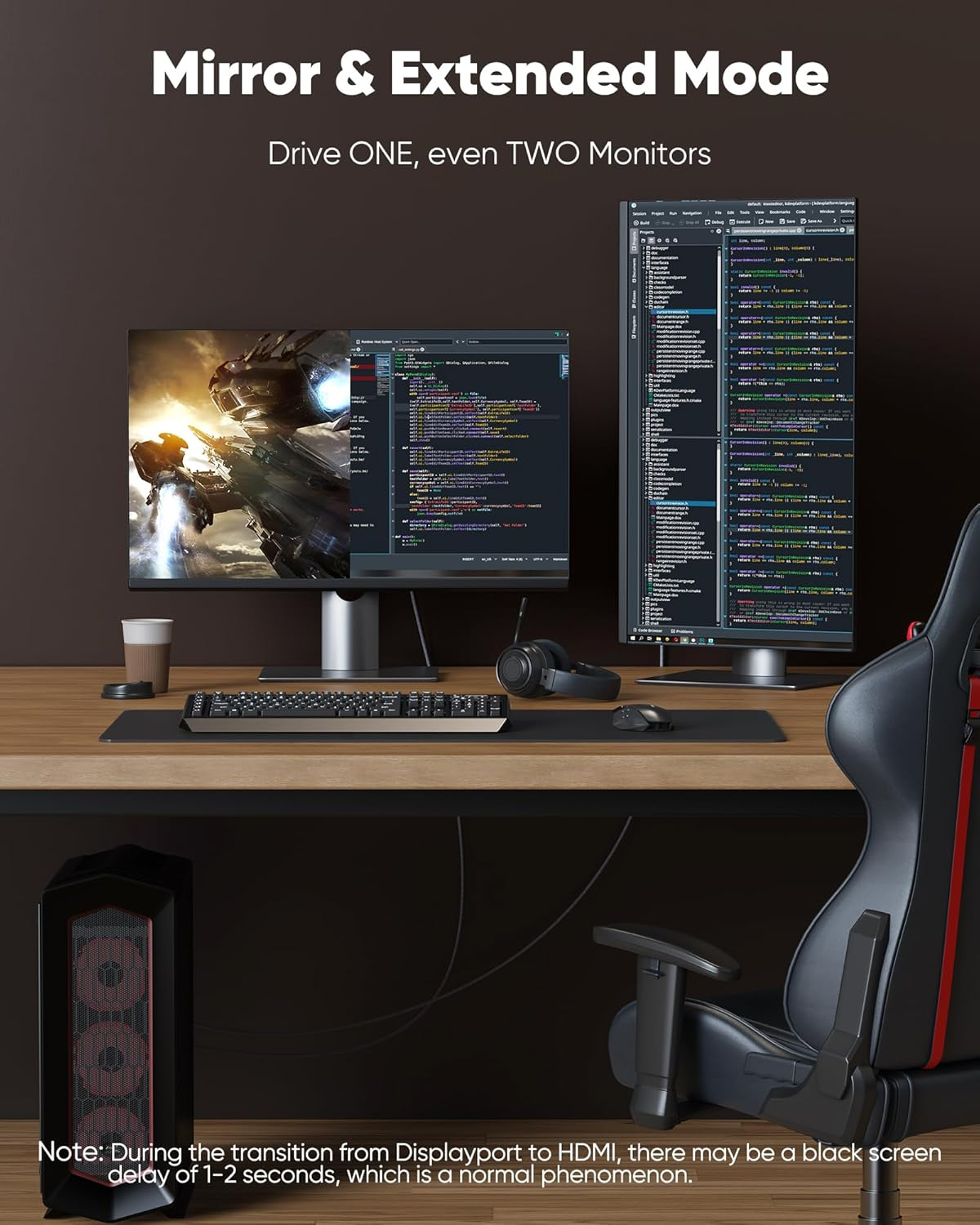 Highwings 4K Displayport to HDMI, 3.3Ft Uni-Directional DP (Source) to HDMI (Display) 1.4 Cable, 4K@30Hz, 2K@60Hz, 1080P Full HD, Braided Cord for Dell, NVIDIA, AMD, Monitor, Projector (Grey) image number 4