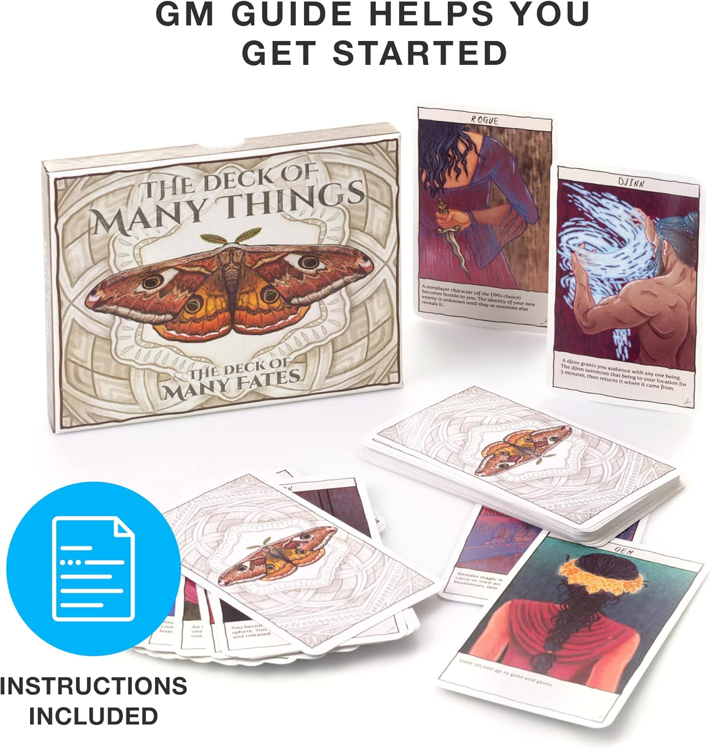 49 Hand-Illustrated Colorful Fantasy Tabletop Role Playing Game| DND 5E|The Deck of Many Things & the Deck of Many Fates image number 5