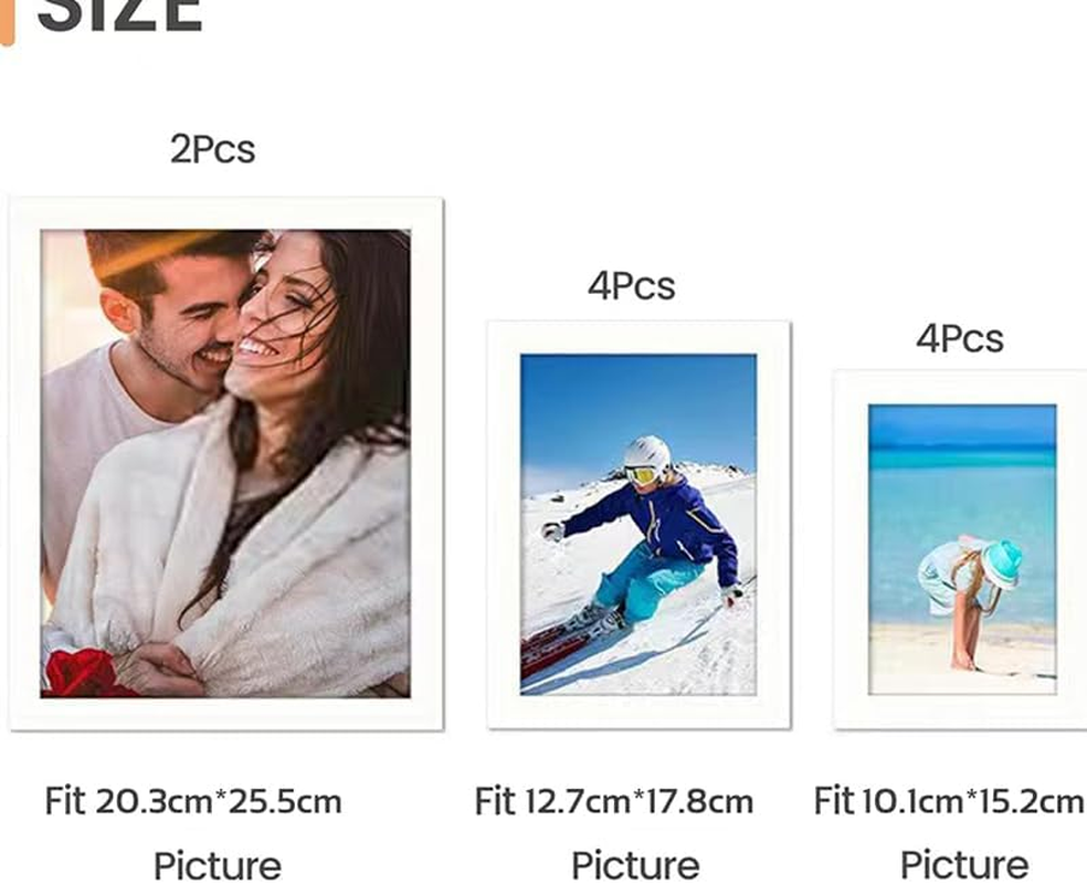 Picture Frames Collage Wall Decor 10 Pack,Gallery Wall Frame Set for Wall or Tabletop Display,Multi Sizes Including 25X20Cm, 18X13Cm, 15X10Cm Family Photo Frames (White) image number 5