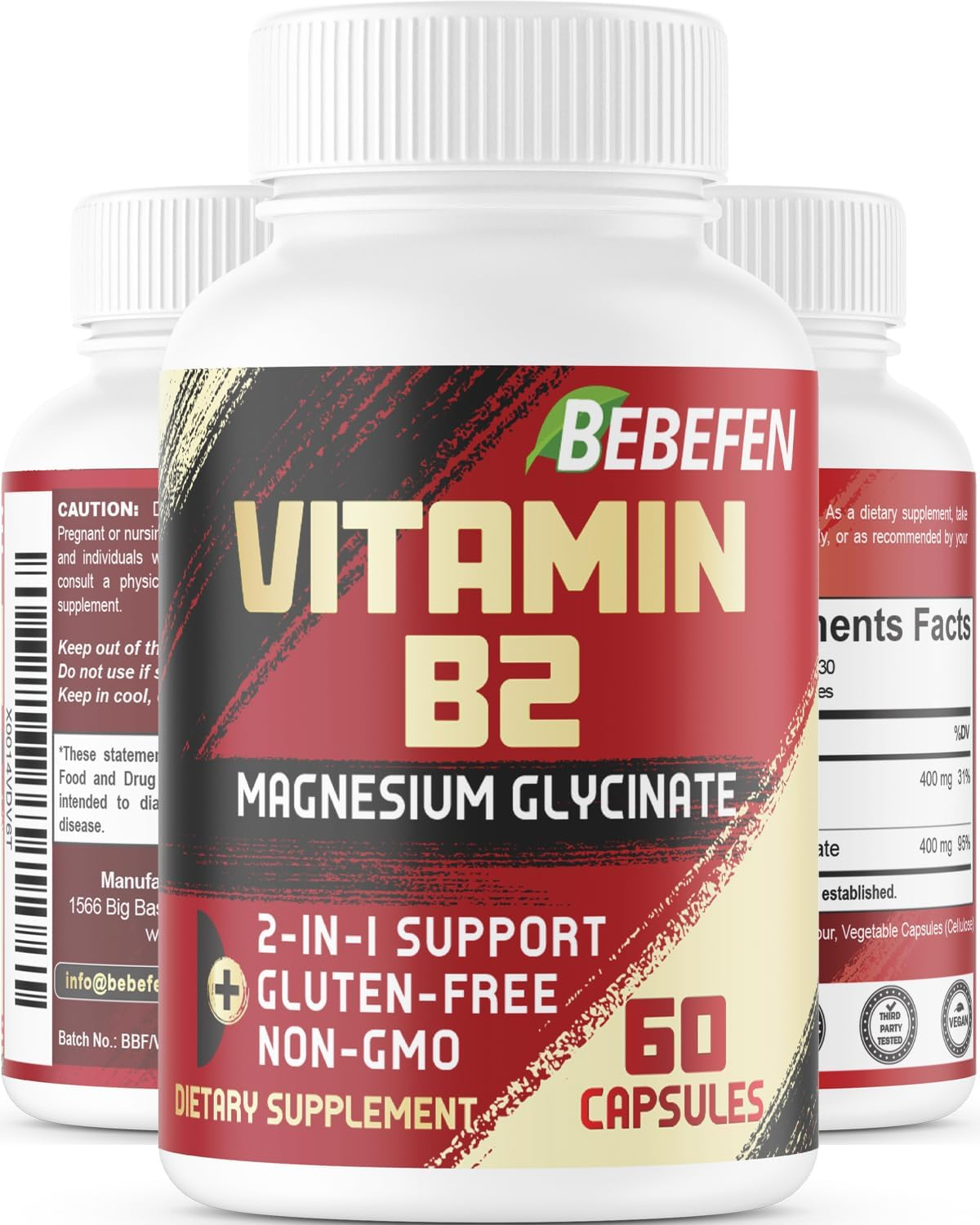 1000Mg Pure Naturals Vitamin B2 (Riboflavin) Supplement with Magnesium Glycinate - Support Comfortable Mood, Energy Production & Circulatory Health - 60 Capsules image number 2