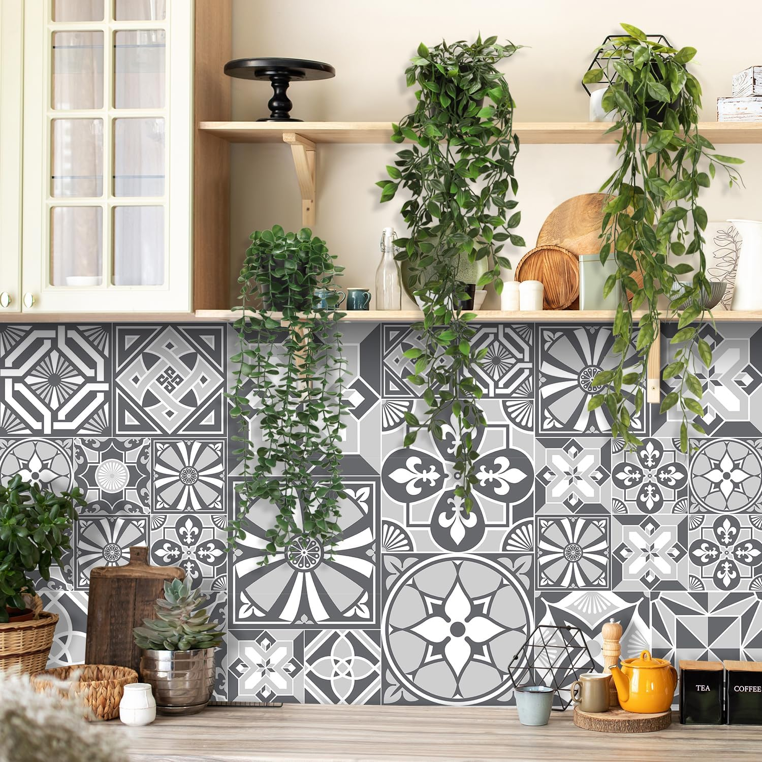 3 Pcs Artificial Hanging Plants-Eucalyptus Mandala Snow Pea Vine in Pot Plants for Office Farmhouse, Fake Foliage Pendant Plant, Indoor Outdoor Wedding Home Decoration image number 3