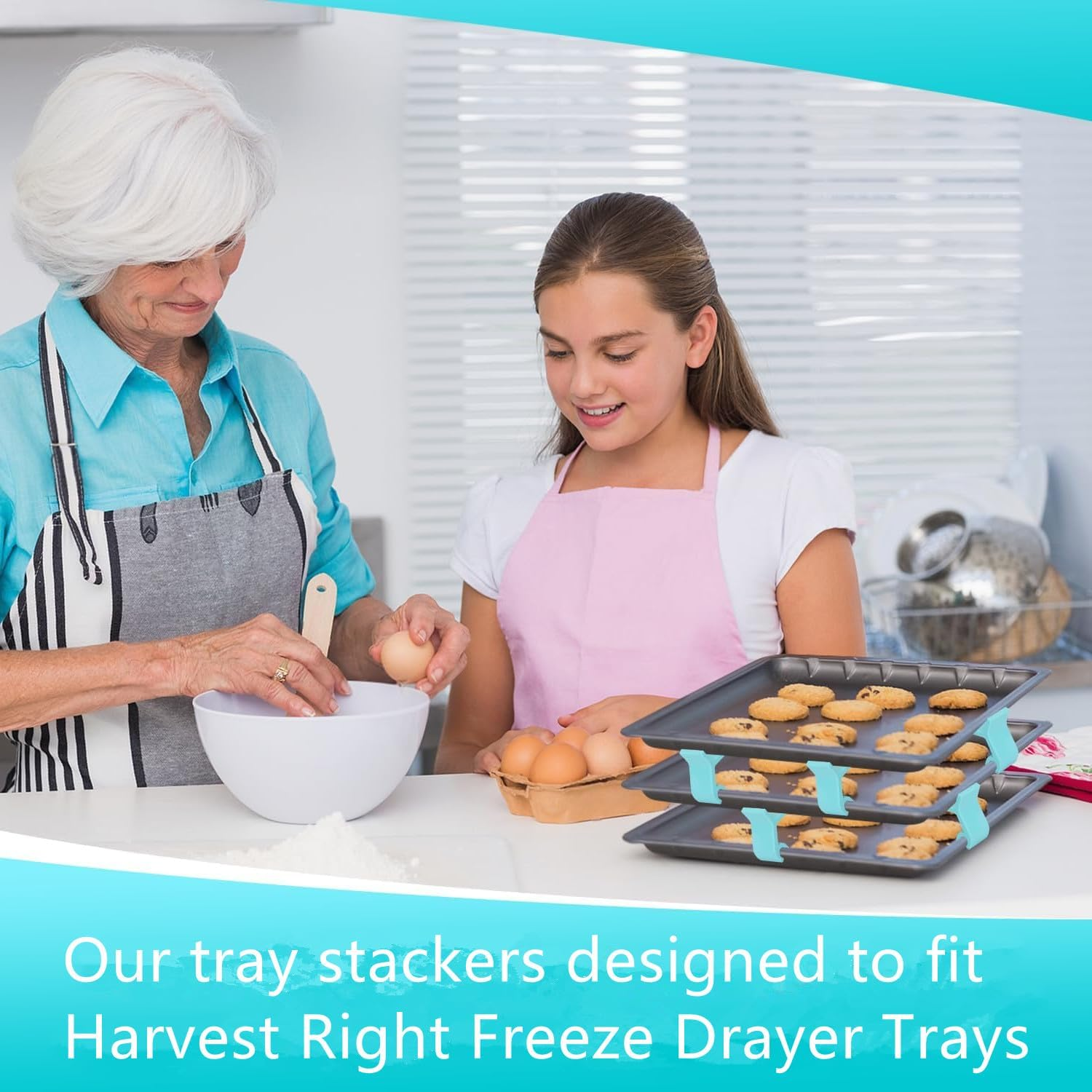 16PCS Baking Sheet Stackers, Reusable Trays Stacking Holder, Space-Saving Trays Stacking Holder, Multipurpose Baking Tray Stackers Suitable, for Home Kitchen(Blue) image number 3