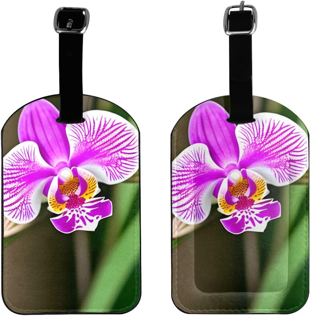 Orchid Print Elegant Tag Stylish Tag Luggage Tag 4.3 X 2.76 Inch for Suitcases Travel Bags