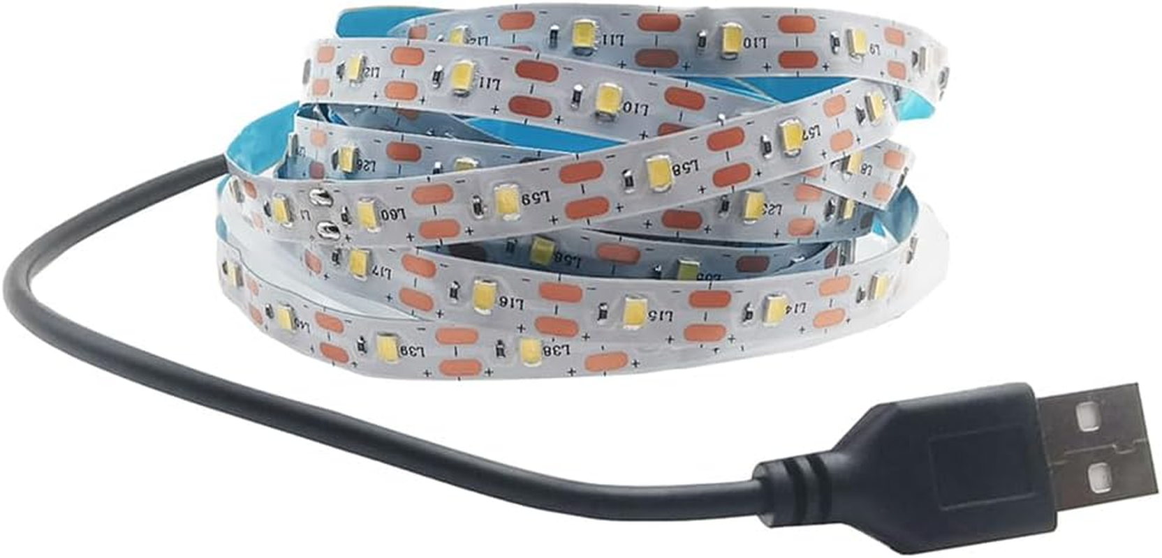 Vrabocry USB LED Strip DC 5 V SMD 3528 Natural White 5 M / 16.4 Ft 300 Leds LED Strip with USB Cable TV Desktop Laptop Backlight Kitchen Lighting Rope Lighting Not Waterproof image number 2