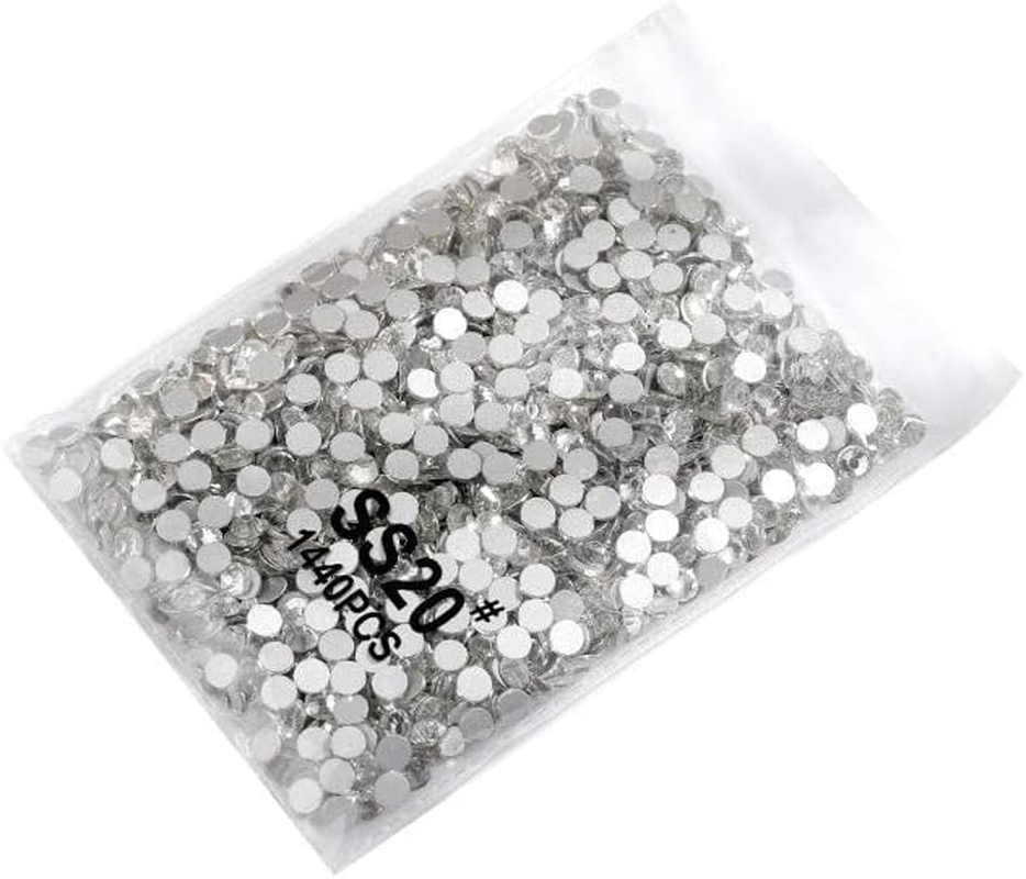 AIMALL 1440PCS Glitter Rhinestones Crystal Clear Flat Bottom Glass Nail Art Nail Drill: Sparkling Crystal Clear Flat-Backed Embellishments for Nail Art Design